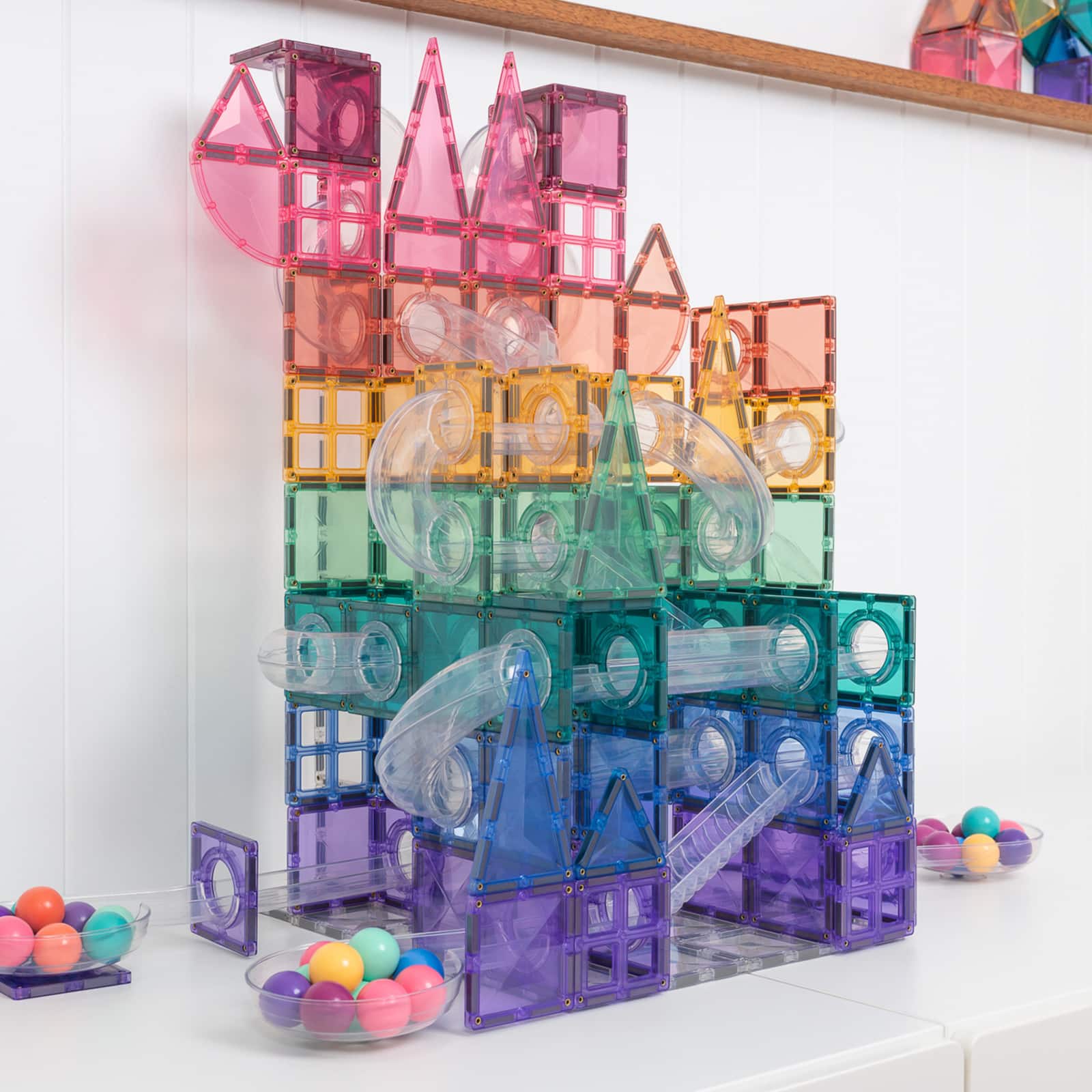 Connetix® Pastel Magnetic Tiles Ball Run Expansion Pack, 80ct.