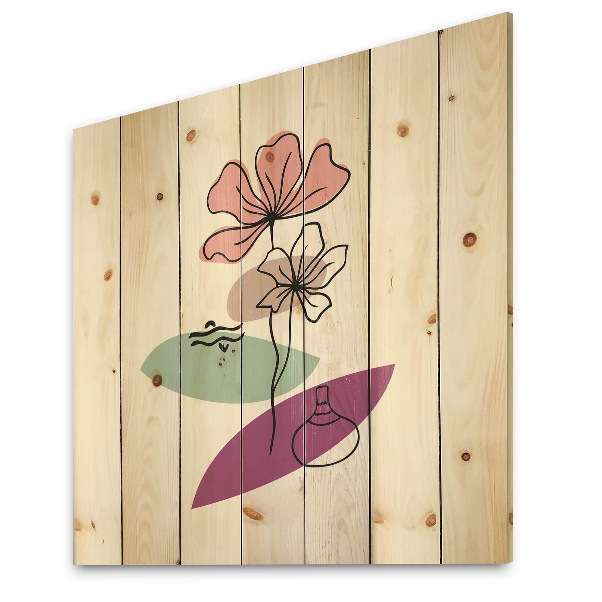 Designart - Elementary Shapes With Abstract Flowers Plants IV