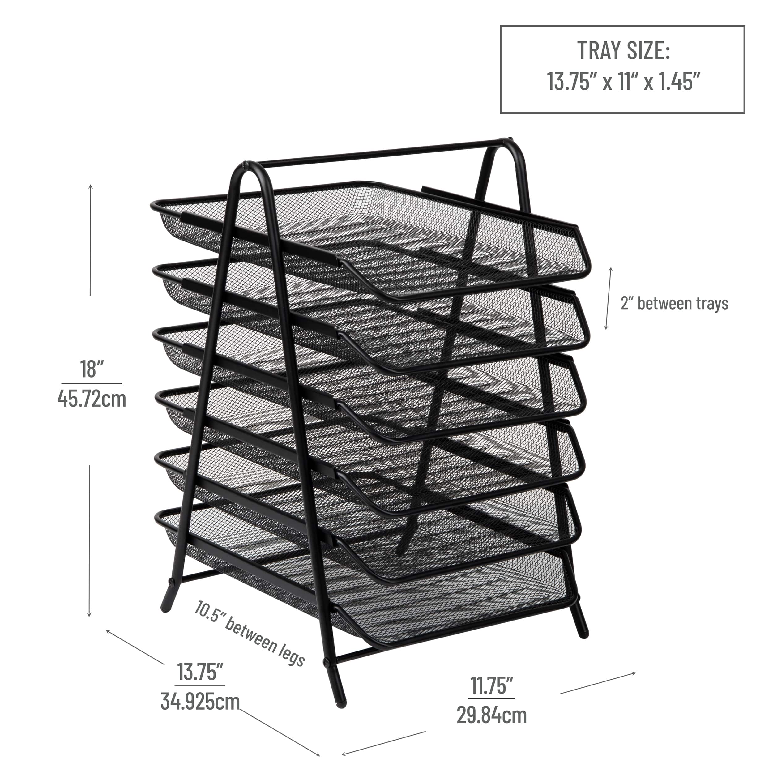 Mind Reader Black Metal Mesh 6-Tier Paper Tray