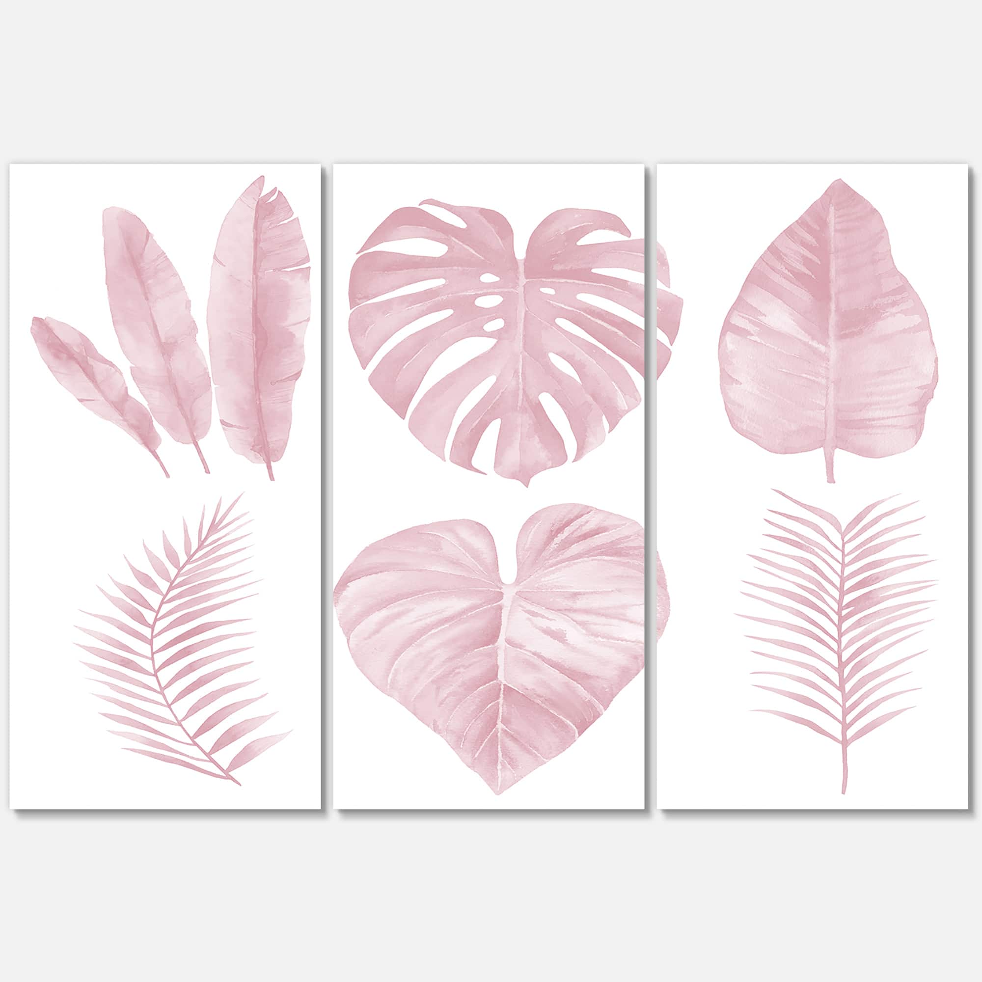 Designart - Tropical Pink Watercolour Leaves I