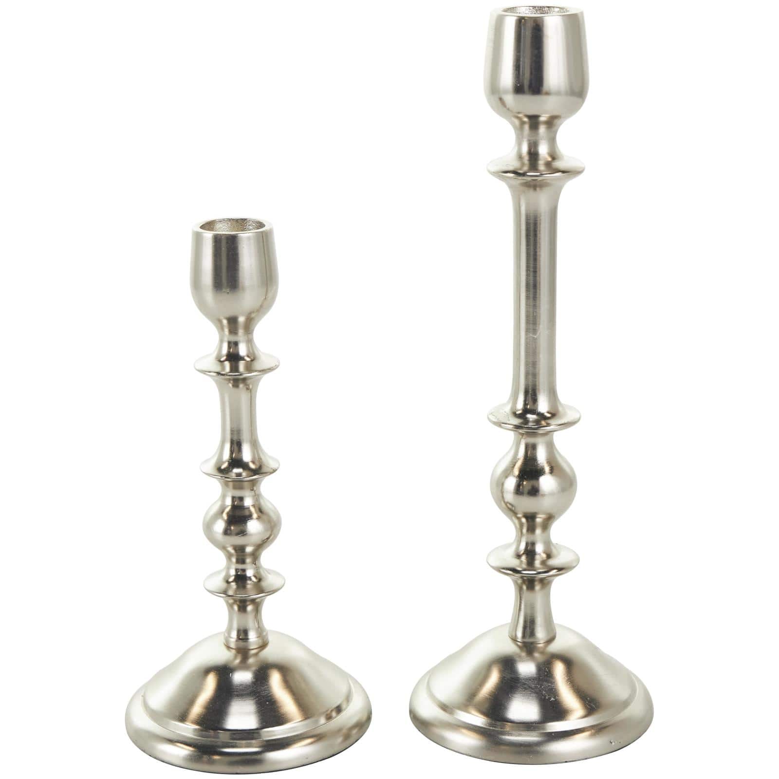 Silver Metal Candle Holder Set