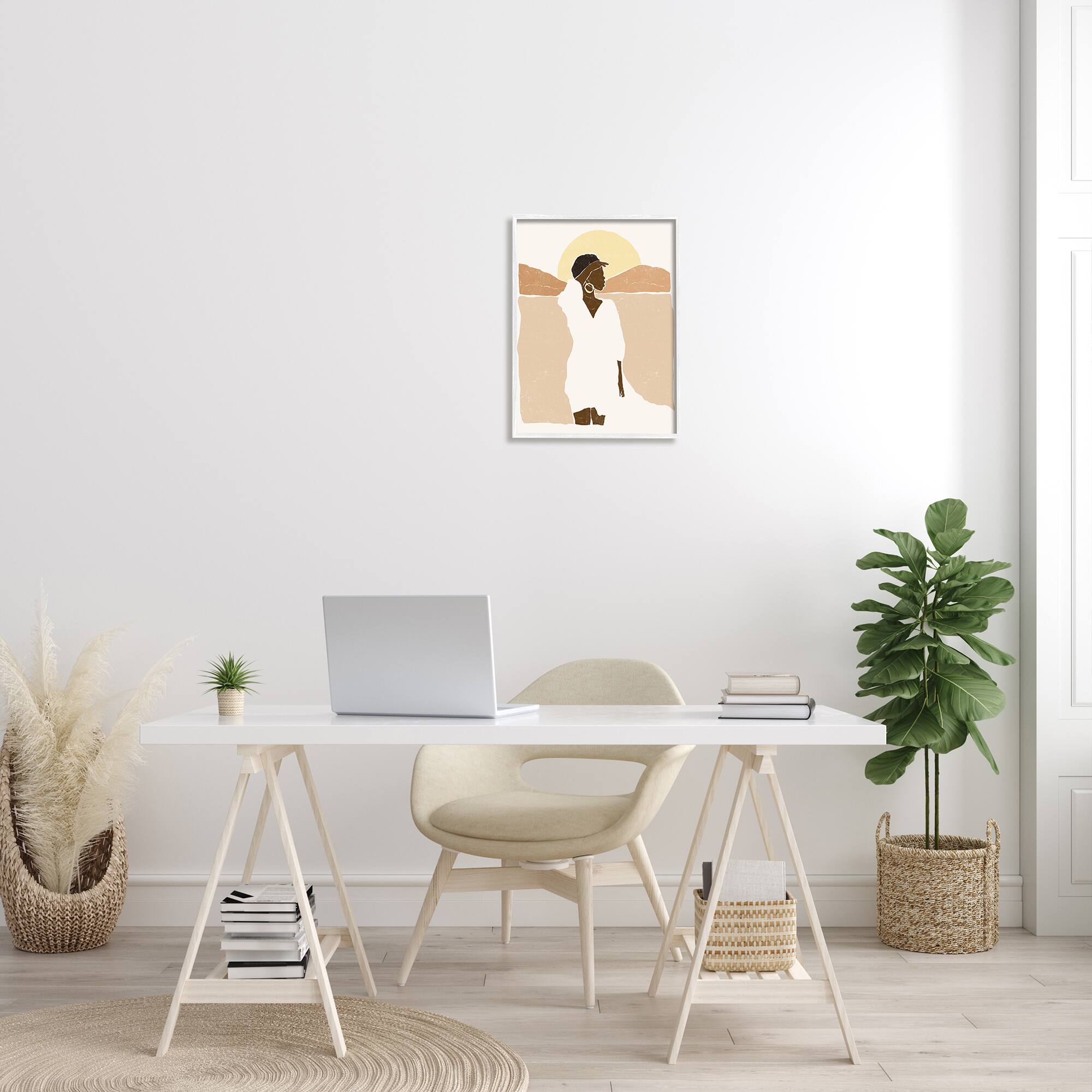 Stupell Industries Woman Gazing Across Canyon Desert Sunrise Landscape Framed Wall Art