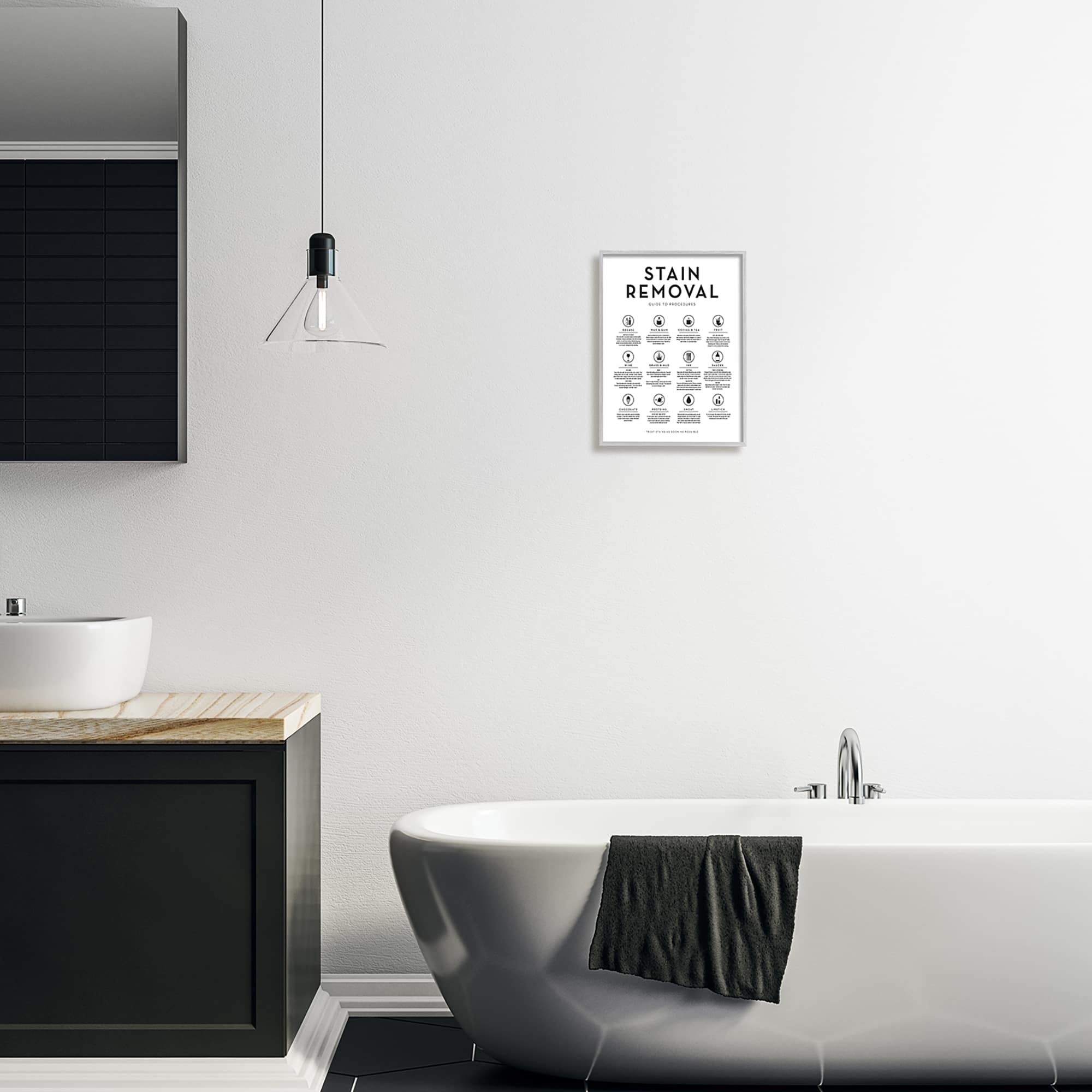 Stupell Industries Laundry Stain Removal Guide Helpful Symbols Chart Framed Giclee Art
