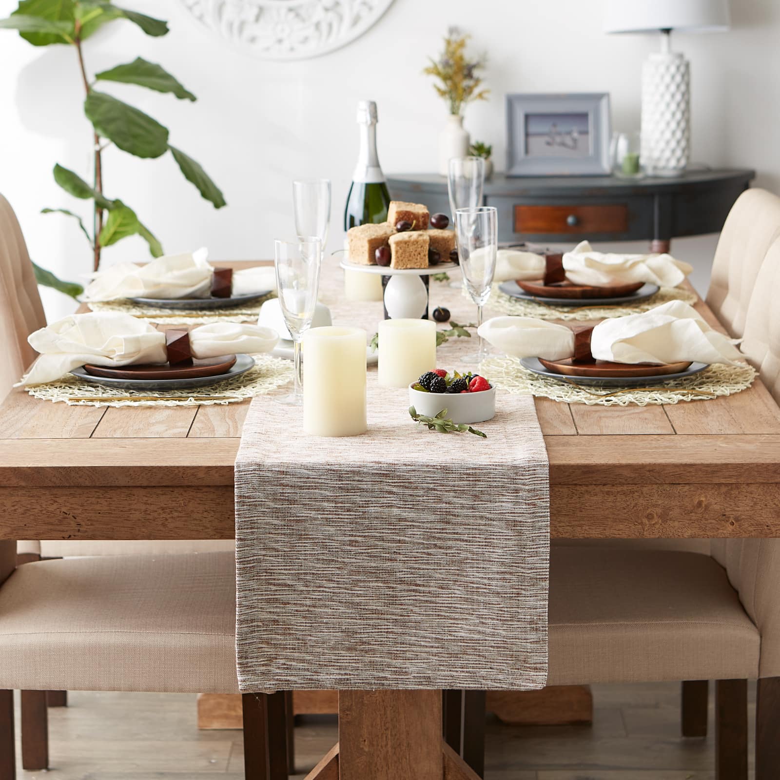 DII® 72" Tonal Recycled Cotton Slubby Rib Table Runner