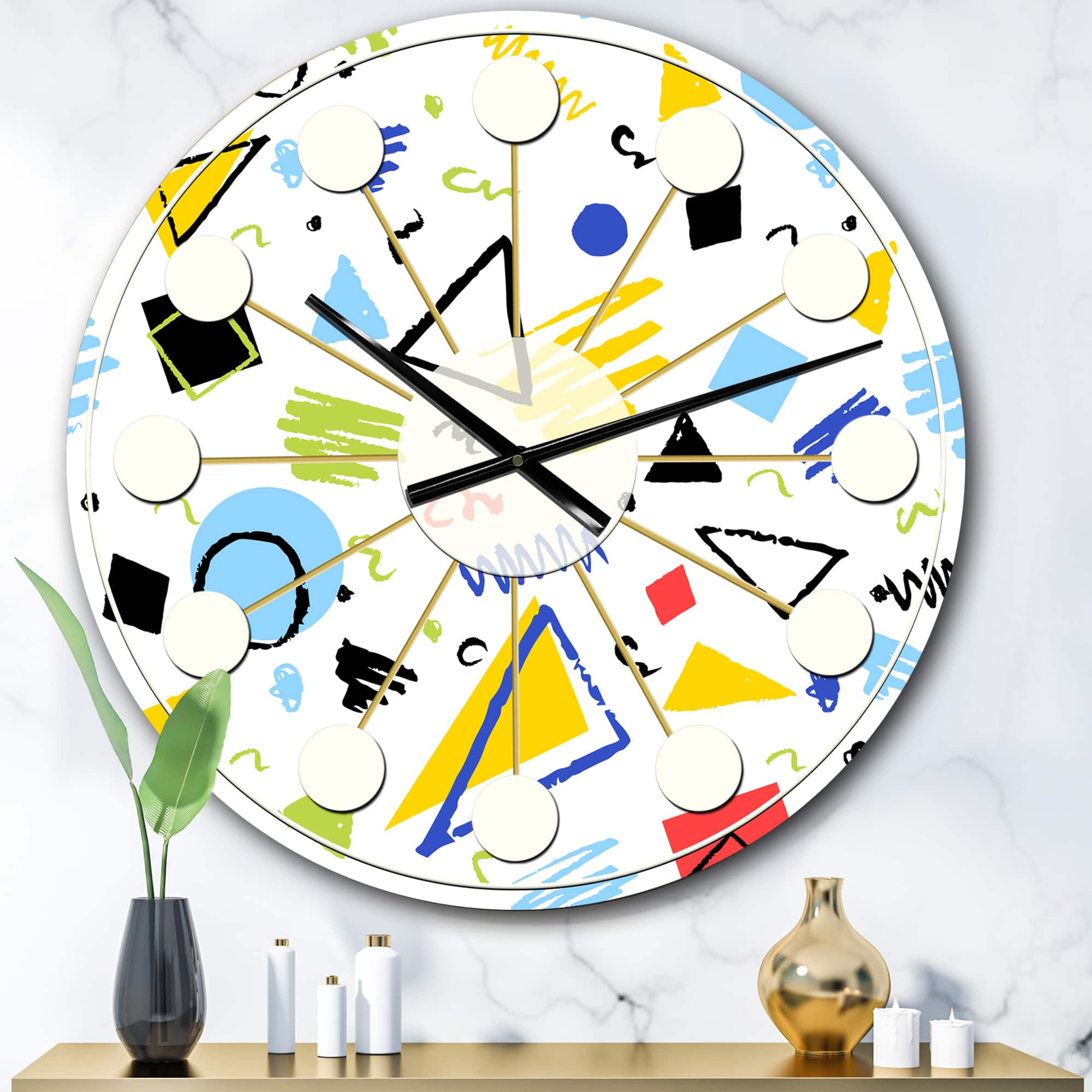 Designart Geometric Retro Design III Mid-Century Modern Wall Clock