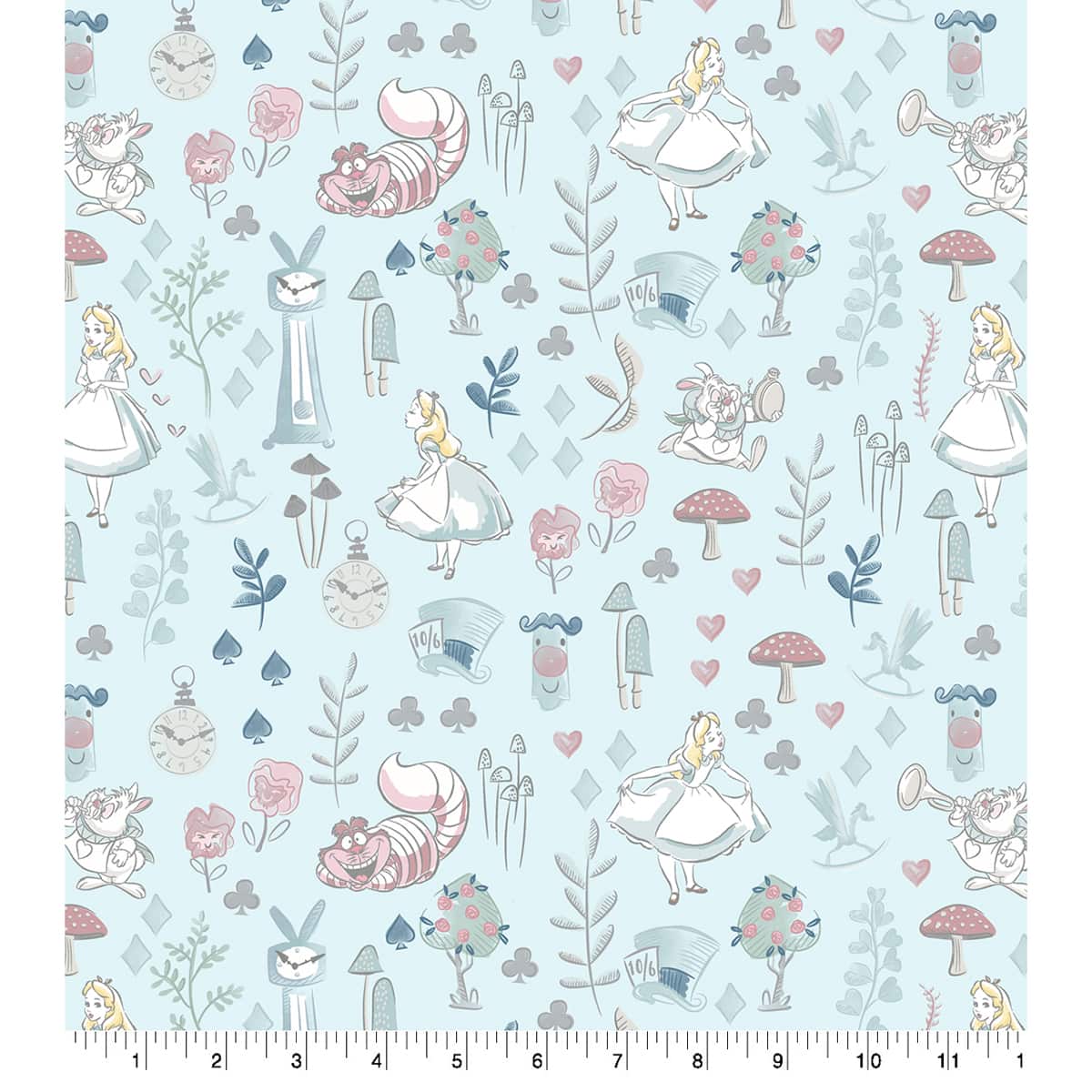 Disney® Alice in Wonderland Blue Scenic Cotton Fabric