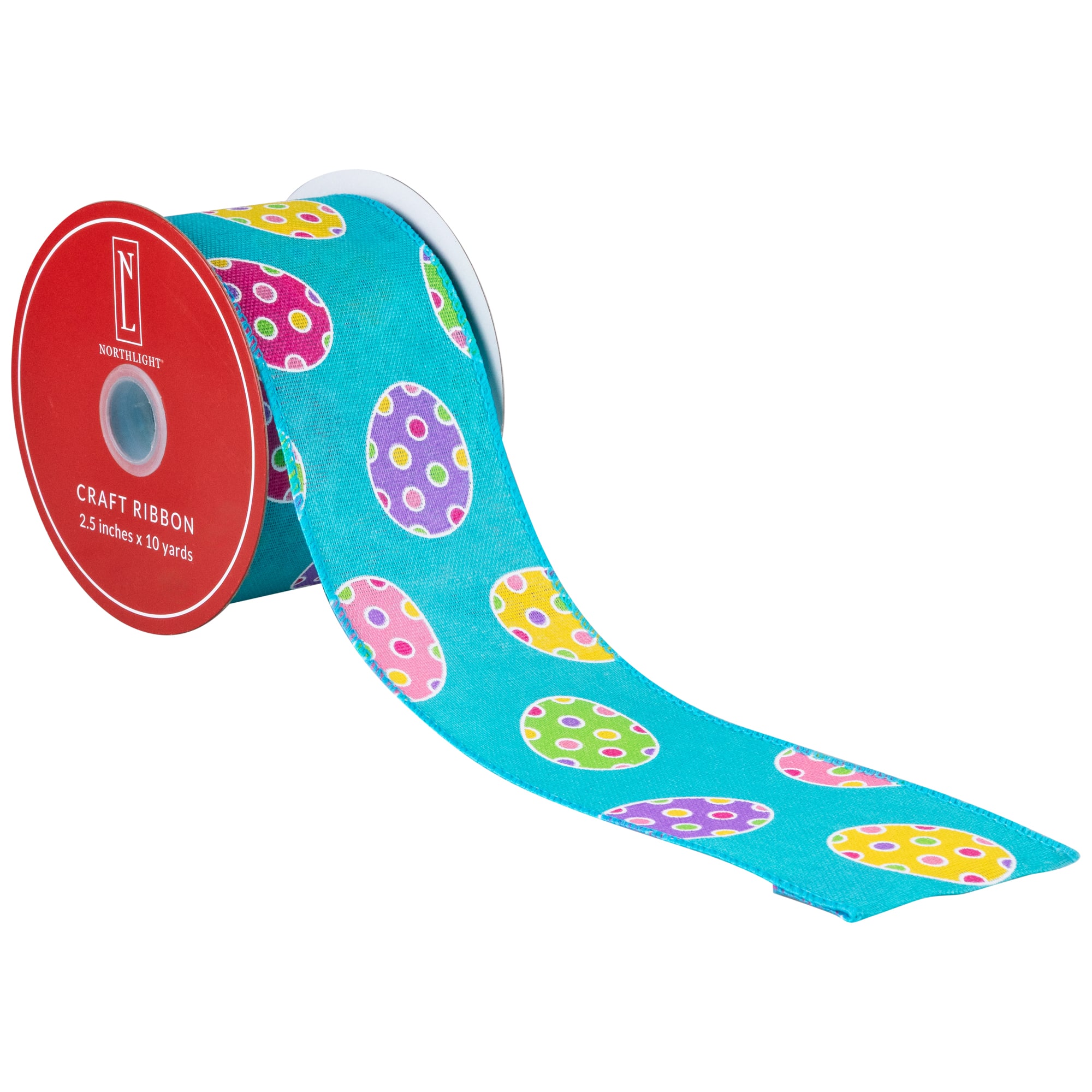 2.5" x 10yd. Blue Easter Egg Spring Wired Craft Ribbon
