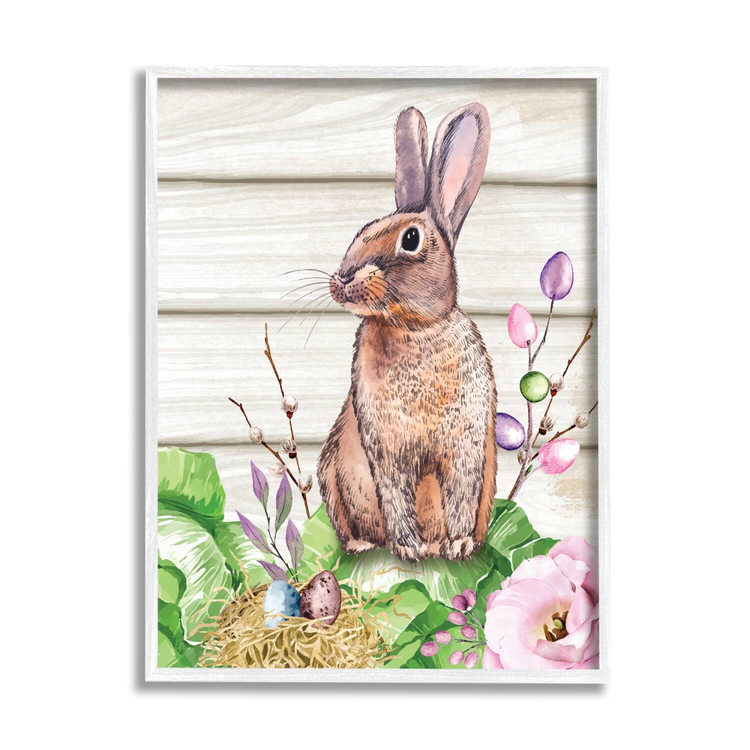 Stupell Industries Spring Flower Garden Country Rabbit Framed Giclee Art