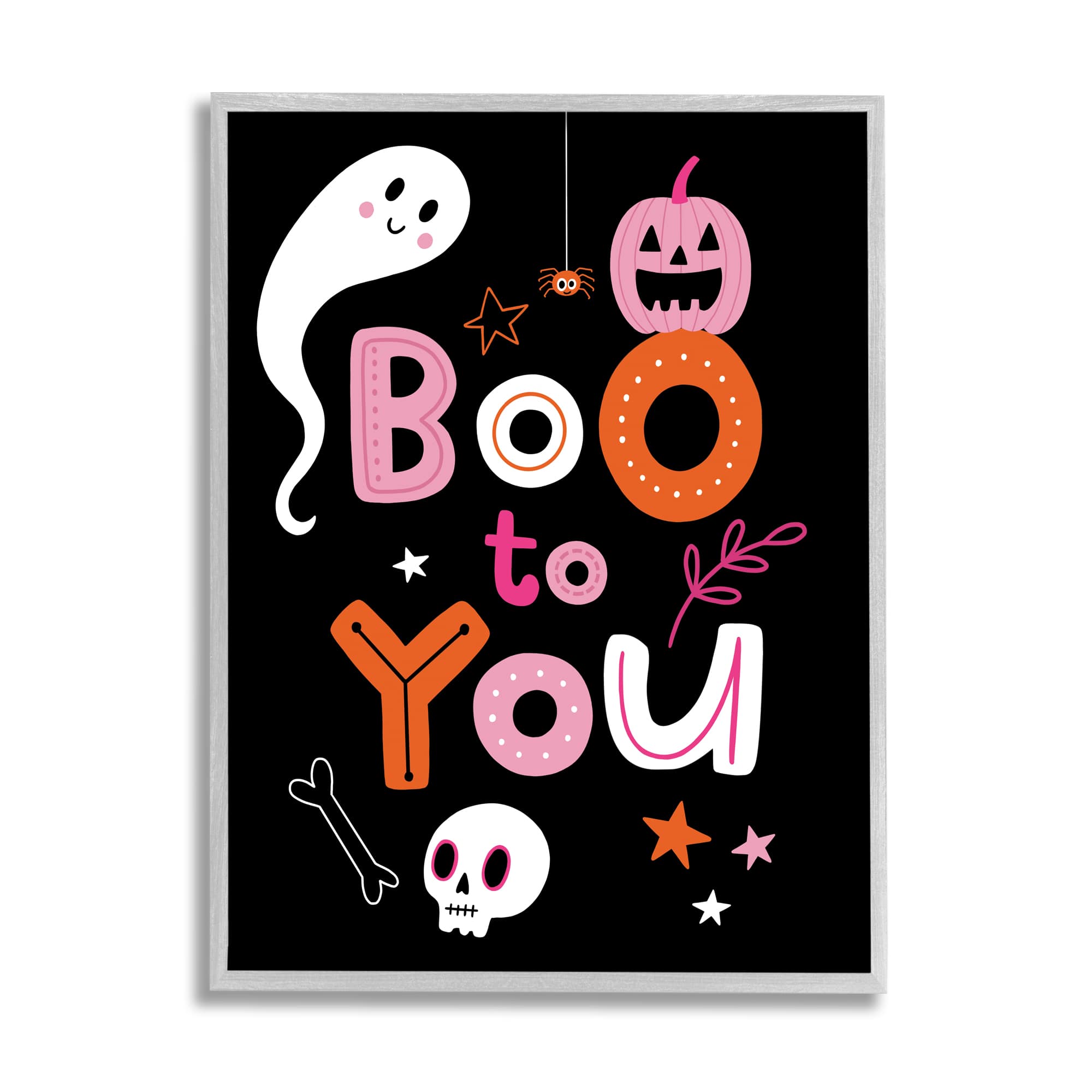 Stupell Industries Boo To You Smiling Halloween Elements Framed Giclee Art