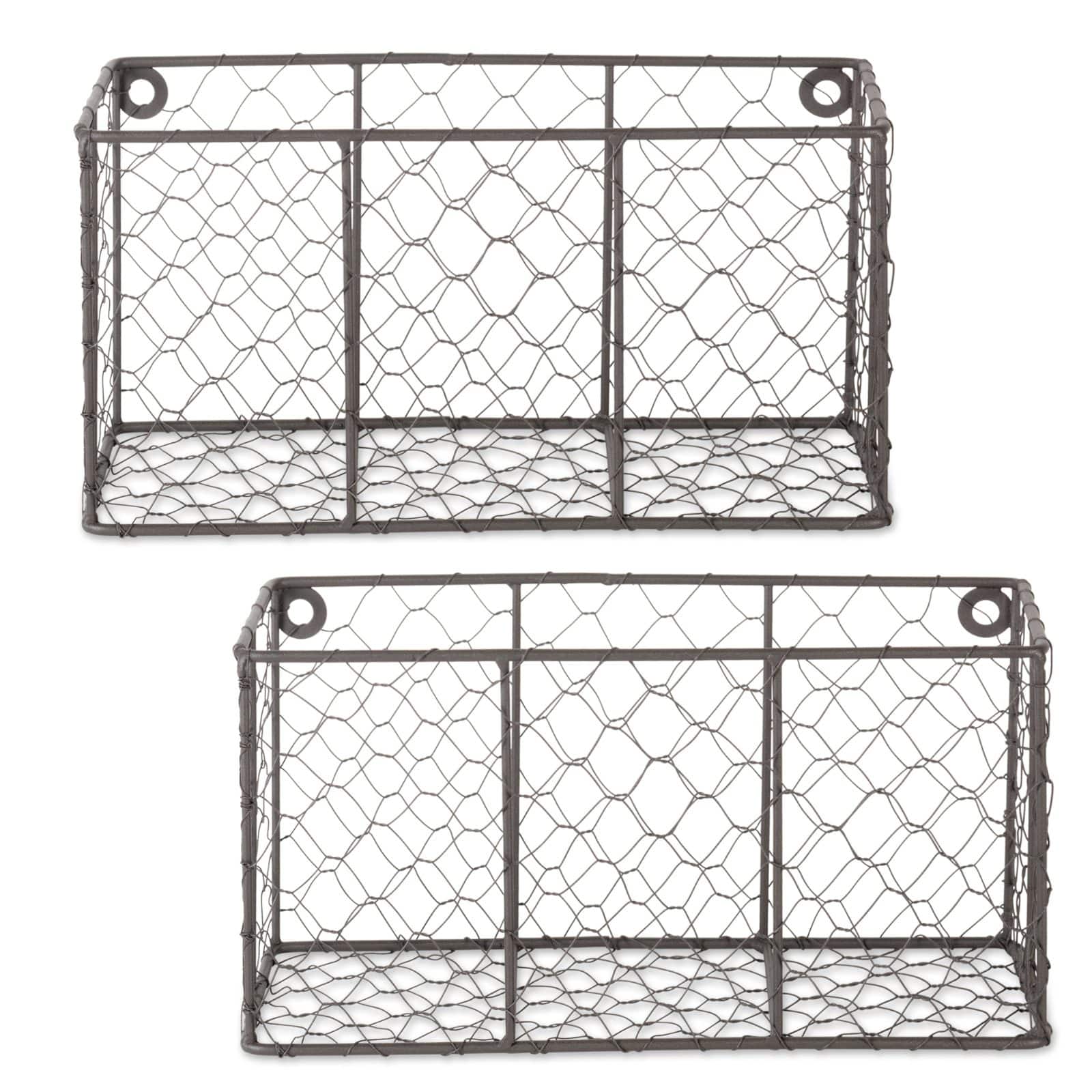 DII® Small Gray Wall Mount Chicken Wire Baskets, 2ct.
