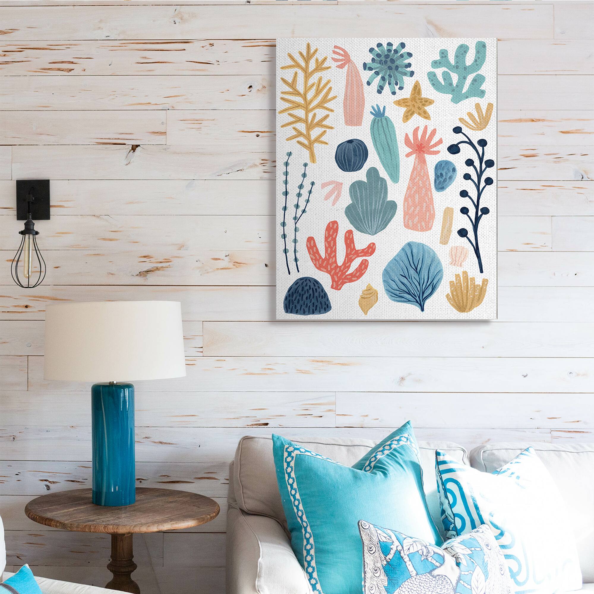Stupell Industries Coral Reef Ocean Life Playful Pastel Sea Plants Canvas Wall Art