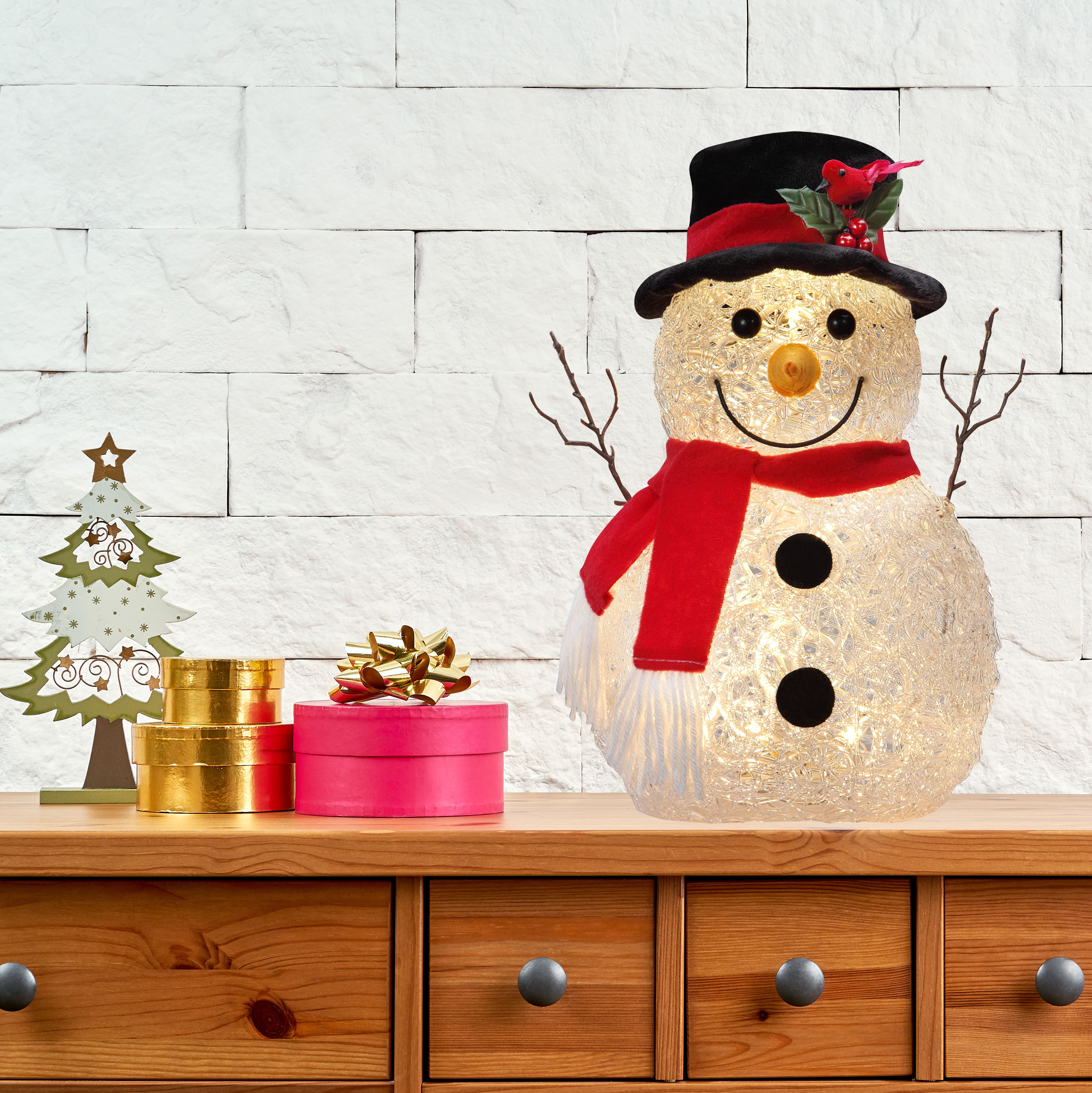 Haute Decor 14" Happy Snowman Pre-Lit LED Tabletop Décor
