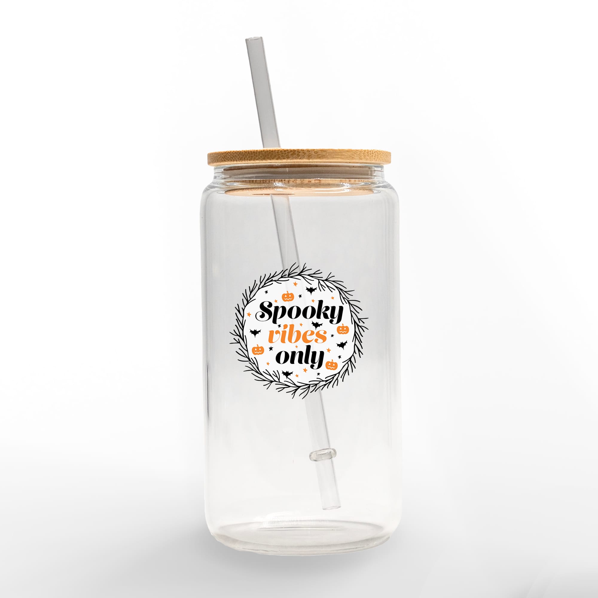 Spooky Vibes Only 16oz. Glass Can Cup