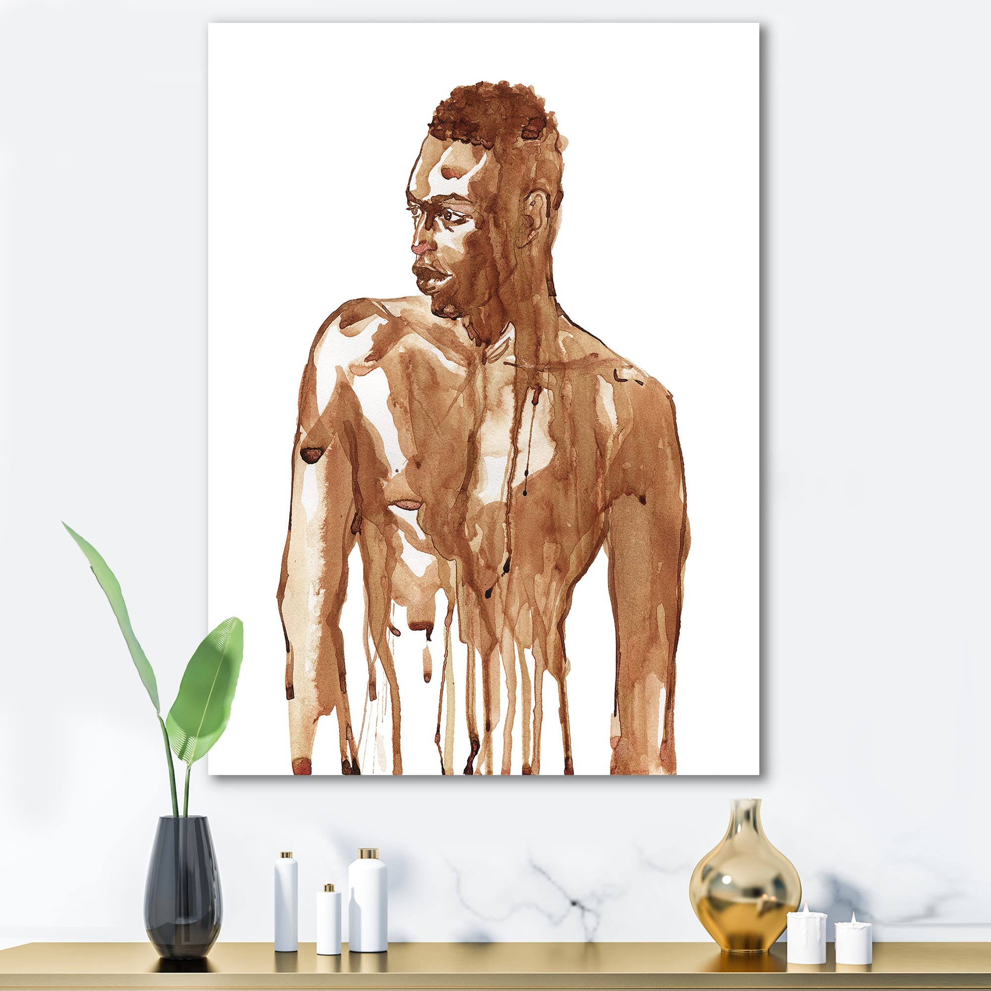 Designart - Handsome African Man Portrait On White II - Modern Canvas Wall Art Print