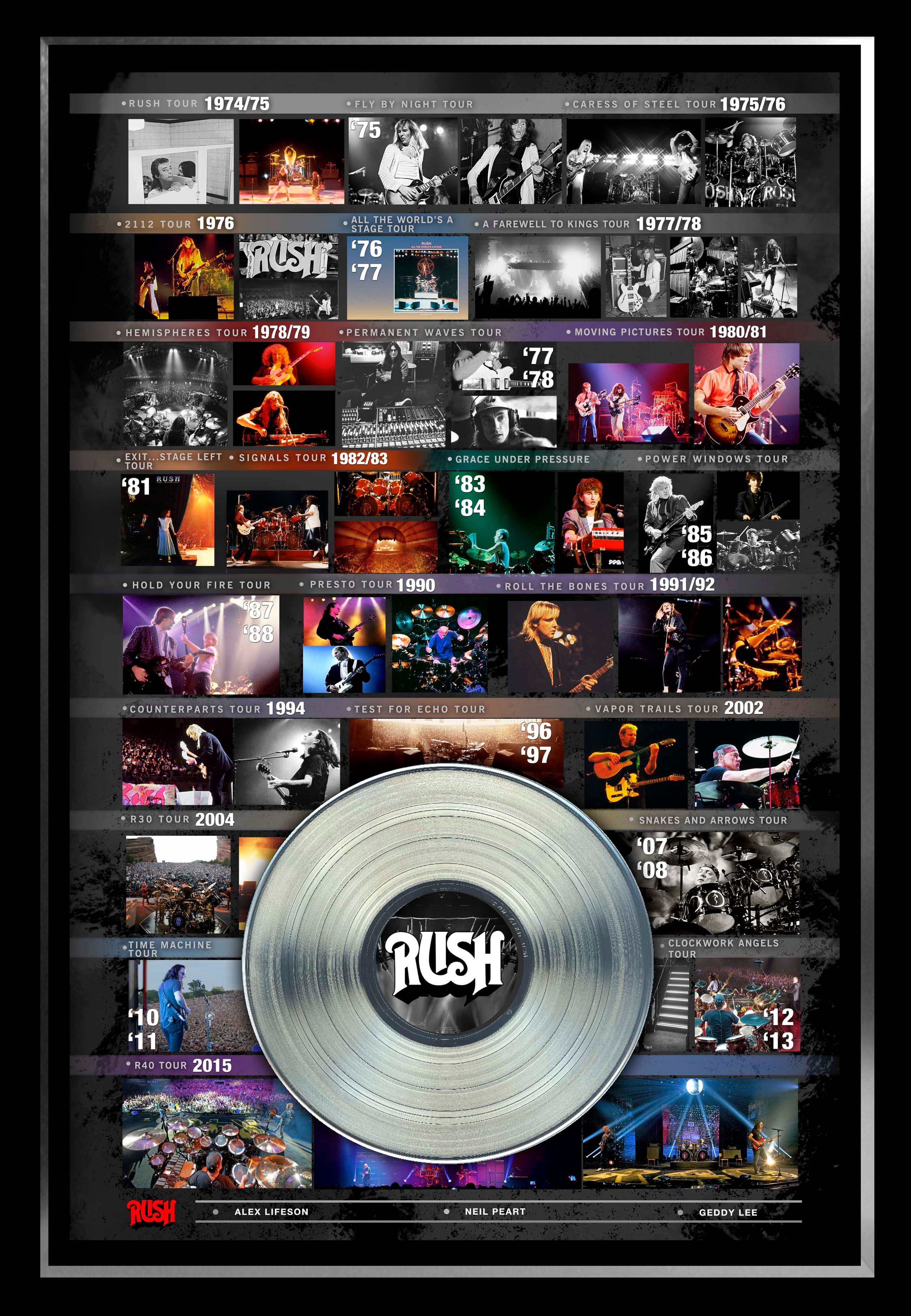 Rush Framed Tour History Collage 27.5" x 38.5"