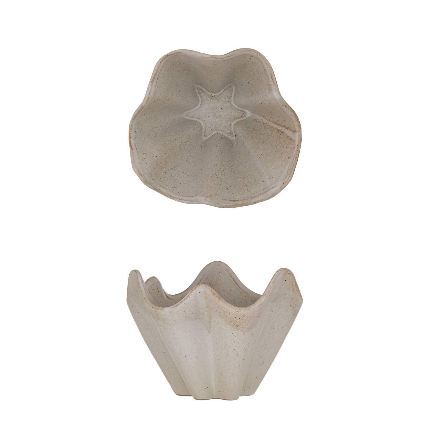 Hello Honey® 7.5" Cream Reactive Glaze Round Stoneware Ruffled Bowl