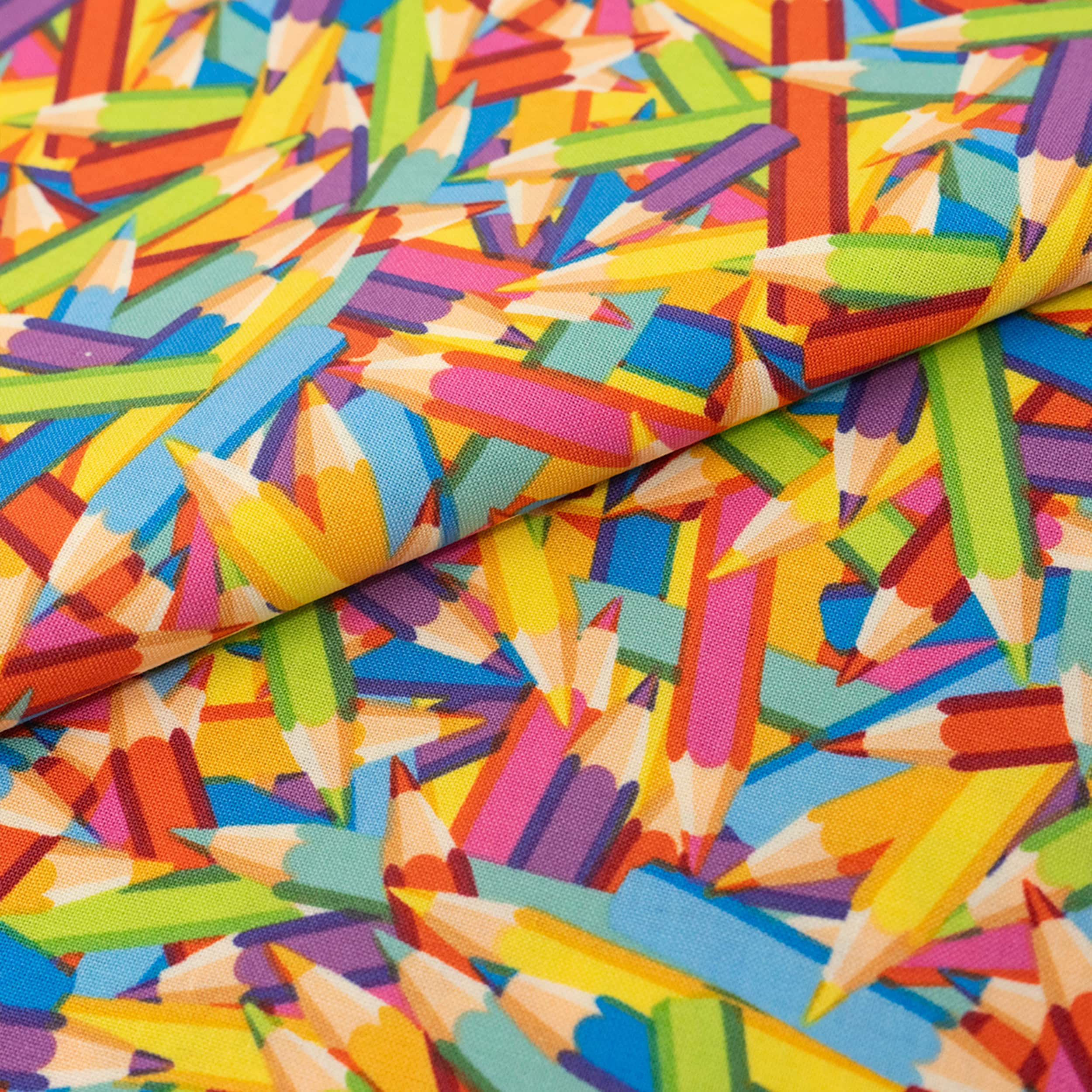 SINGER Rainbow Packed Colored Pencils Cotton Fabric