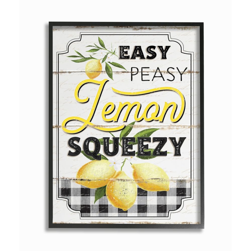 Stupell Industries Vintage Rustic Easy Peasy Lemon Squeezy Quote Framed Wall Art