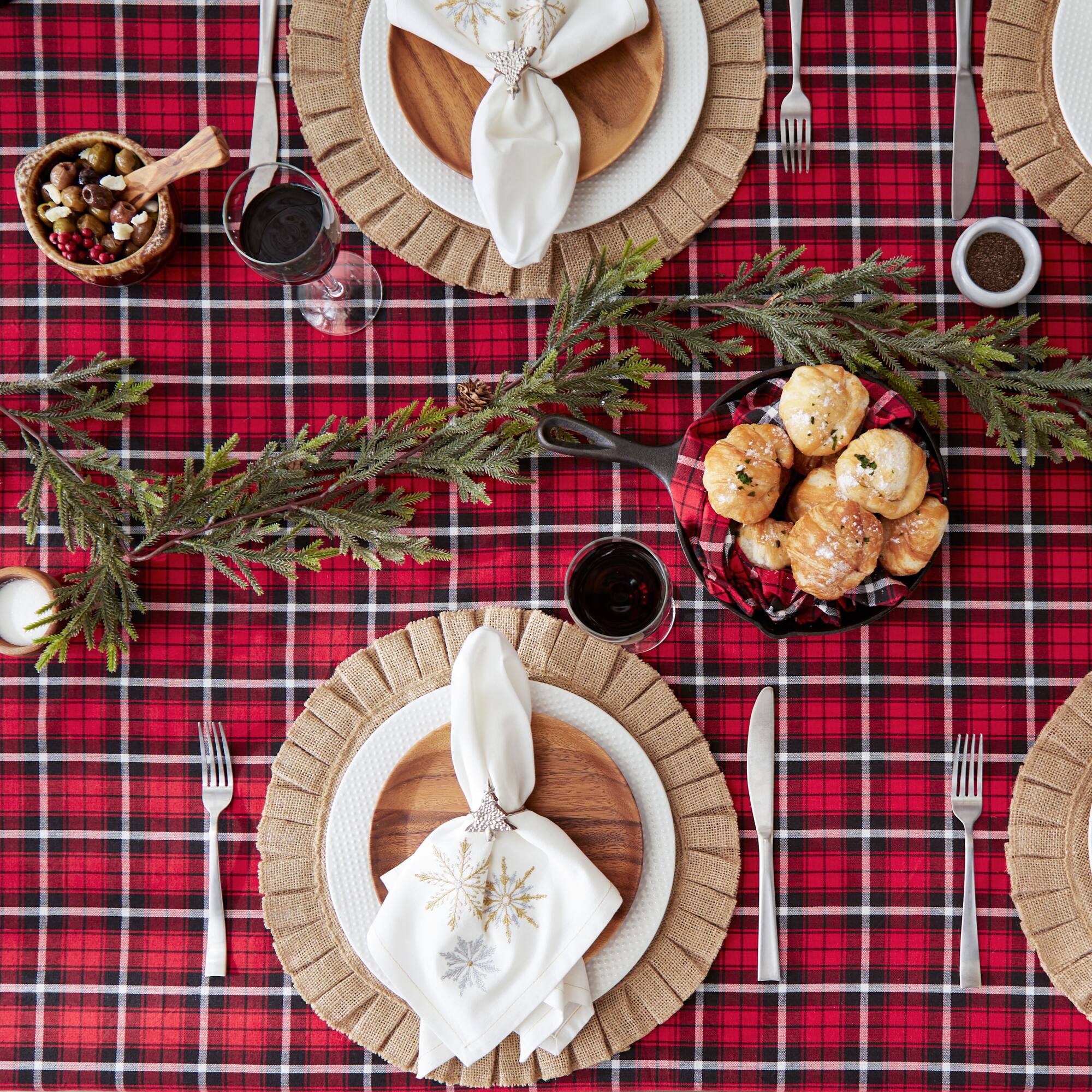 DII® 84" Glad Tidings Plaid Tablecloth