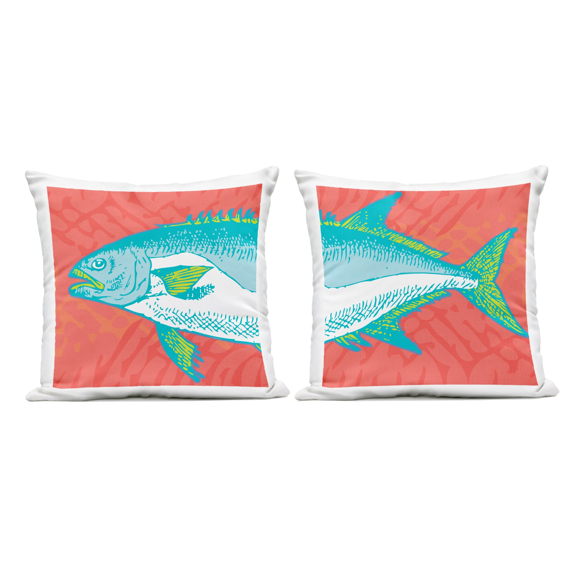 Stupell Industries 18" x 18" Vivid Tuna Aquatic Fish Outdoor Print Throw Pillow Set