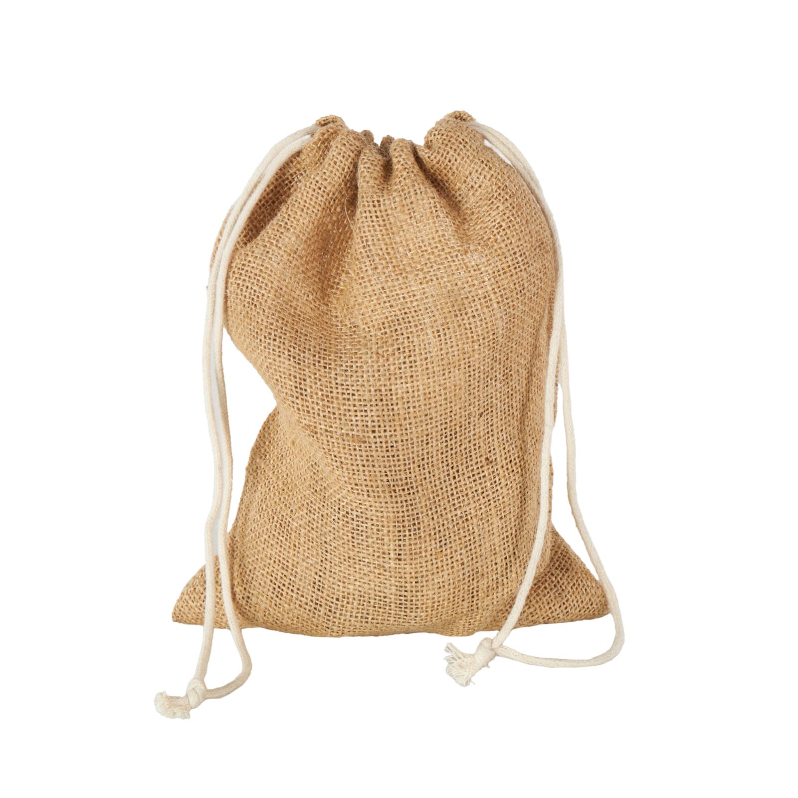 Gold Metal Tibetan-Inspired Decorative Bells with Brown Jute Rope and Canvas Drawstring Tote Set