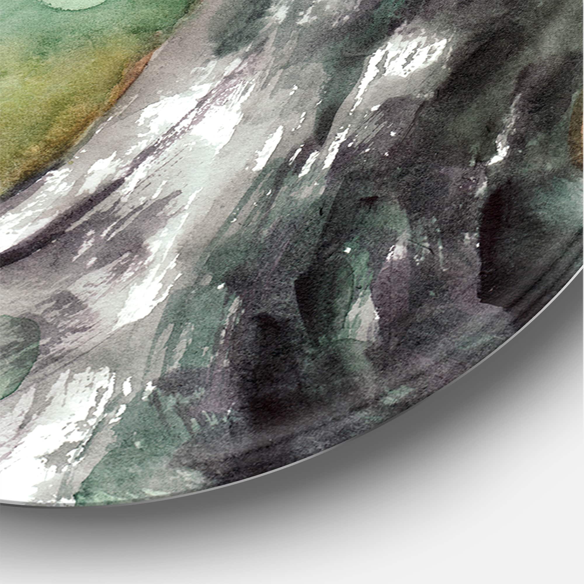 Designart - Pine Forest In The Early Morning - Lake House Metal Circle Wall Art