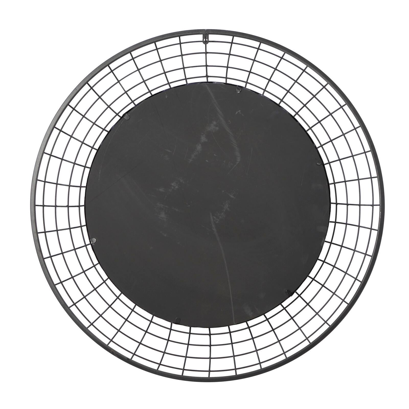 36" Black Industrial Metal Round Wall Mirror