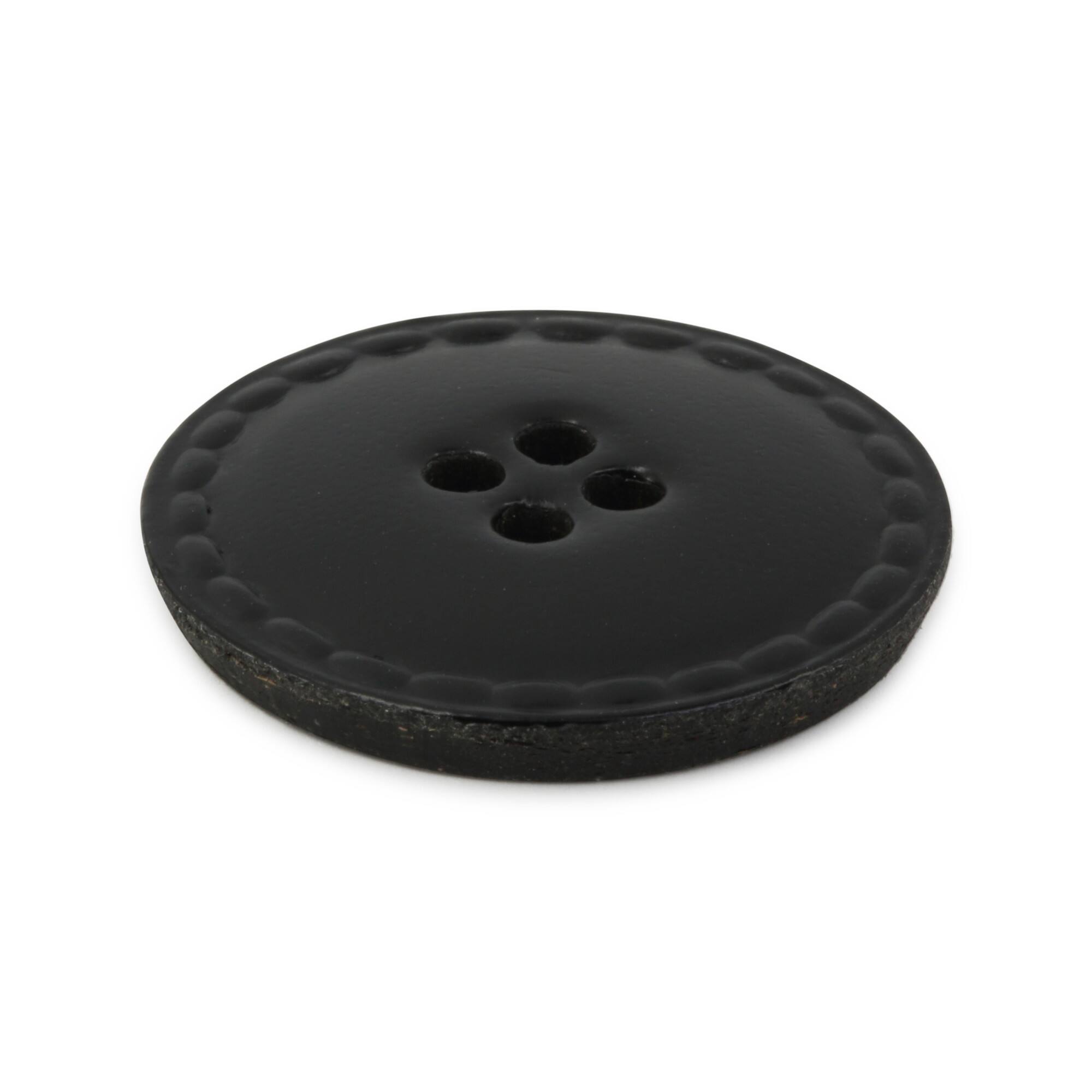 Dritz® 25mm Black Recycled Leather Round Button, 3ct.