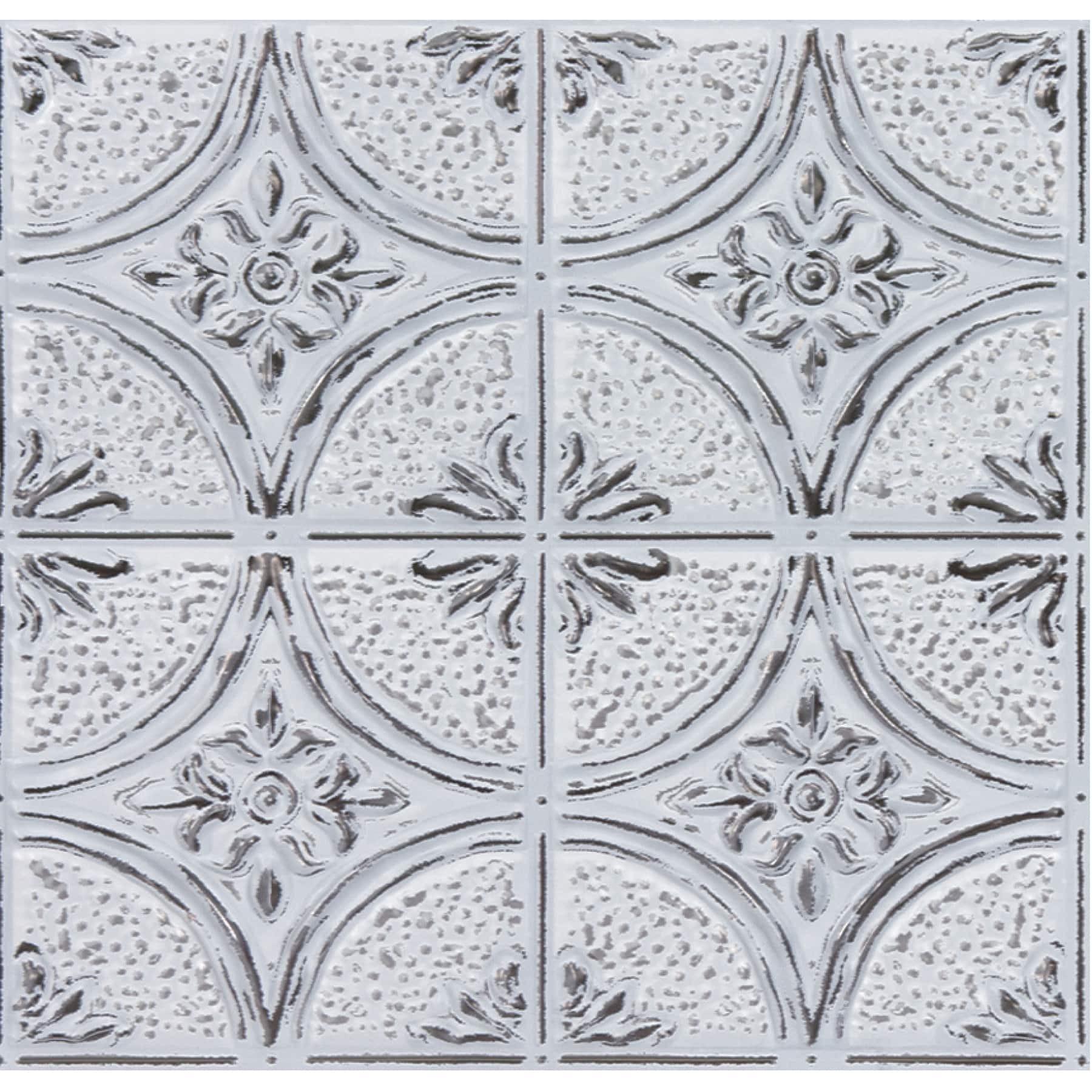 InHome Camden Antique White Faux Tin Peel & Stick Backsplash Tiles