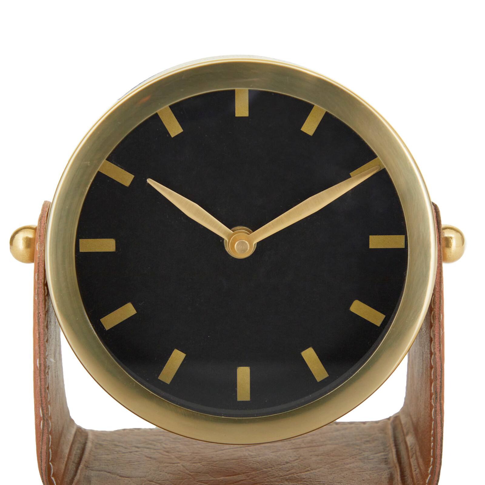Stainless Steel Clock with Leather Stand