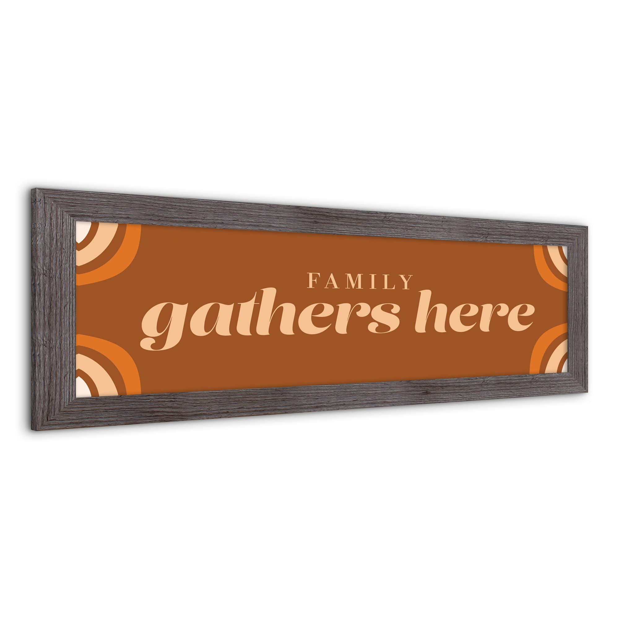 Family Gathers Here 36" x 12" Western Gray Framed Print