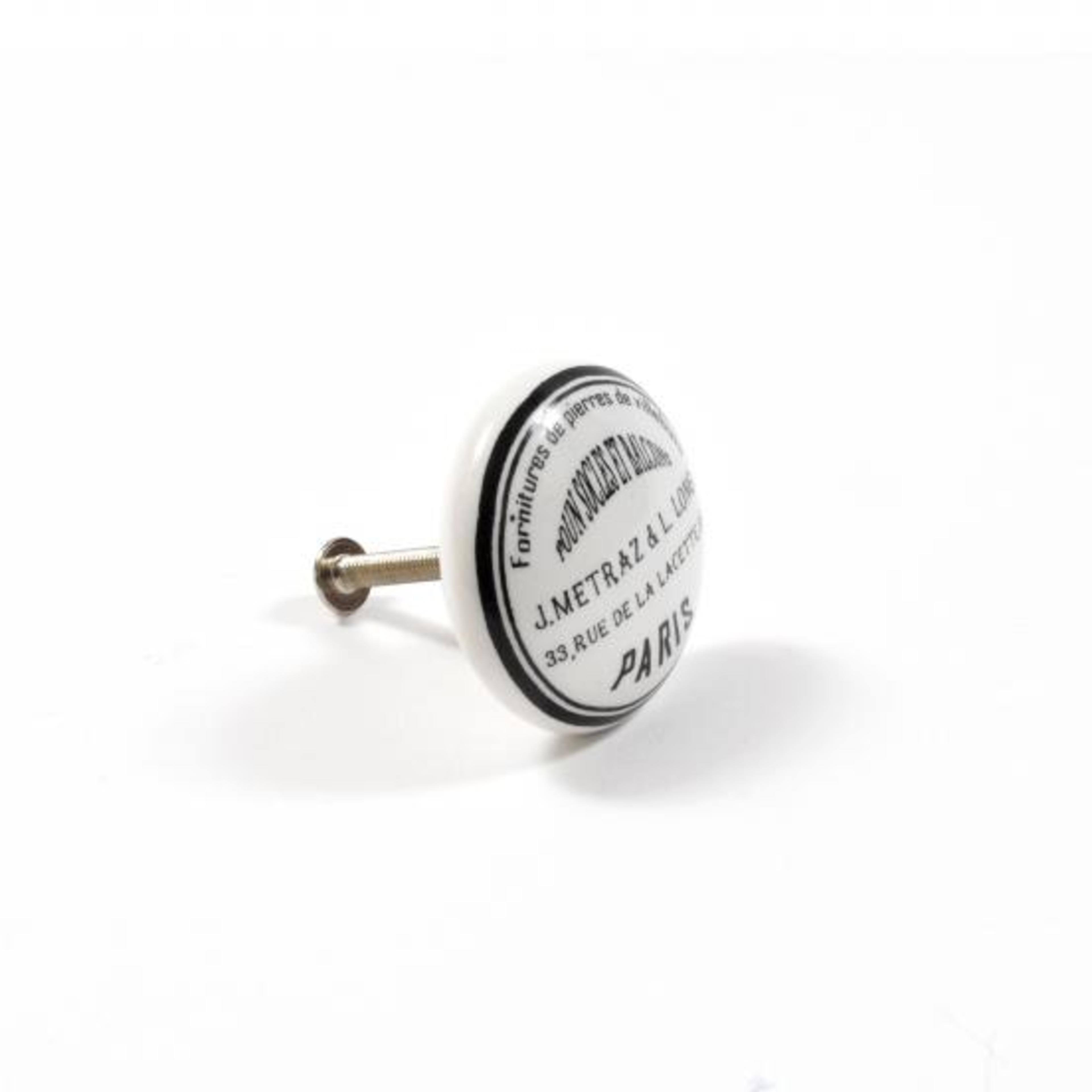 Dritz Home Black & White Ceramic Paris Knobs