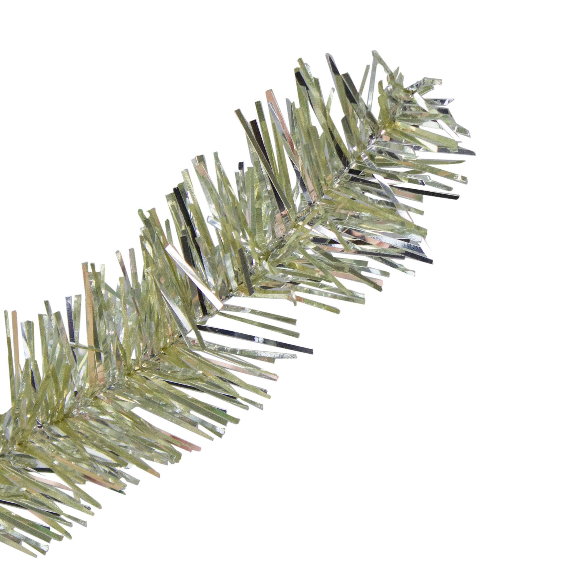9ft. Pre-Lit Metallic Platinum Artificial Tinsel Christmas Tree, Clear Lights