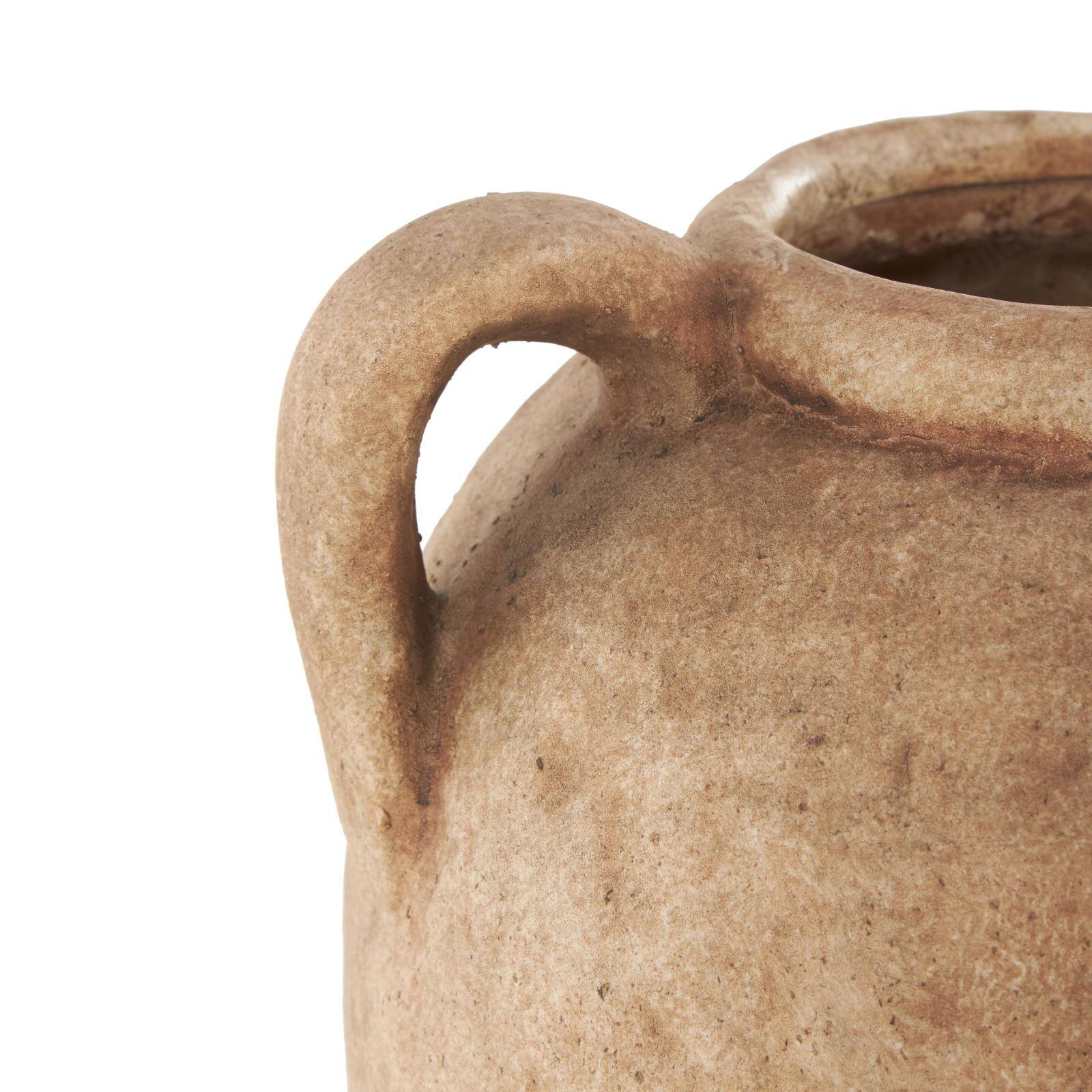 10.5" Copper Ceramic Antique Style Textured Vase with Handles