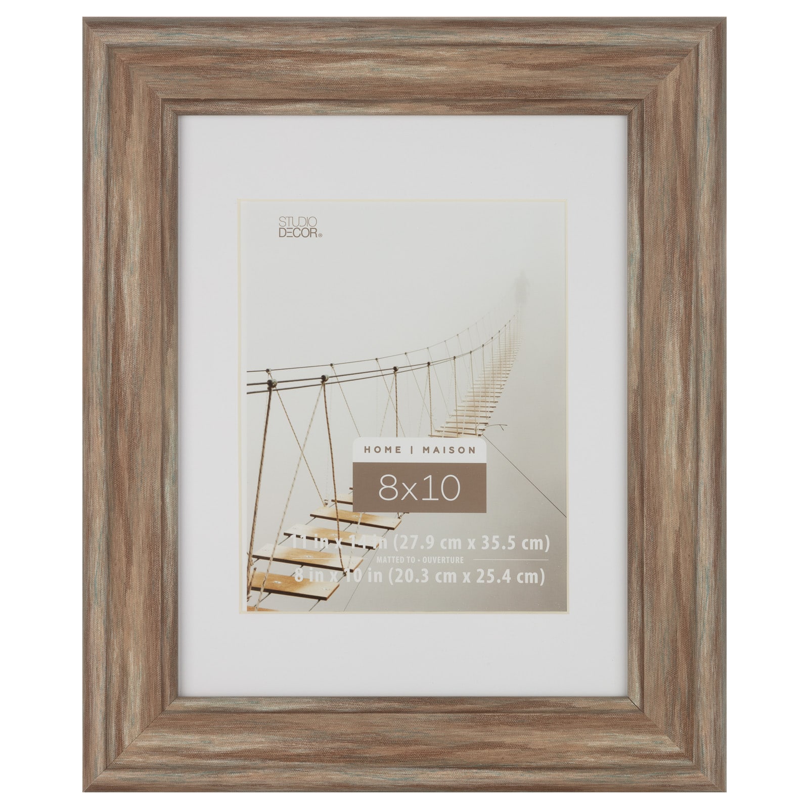 Cadre brun rustique de 8" x 10" avec passe-partout, Collection Maison de Studio Décor