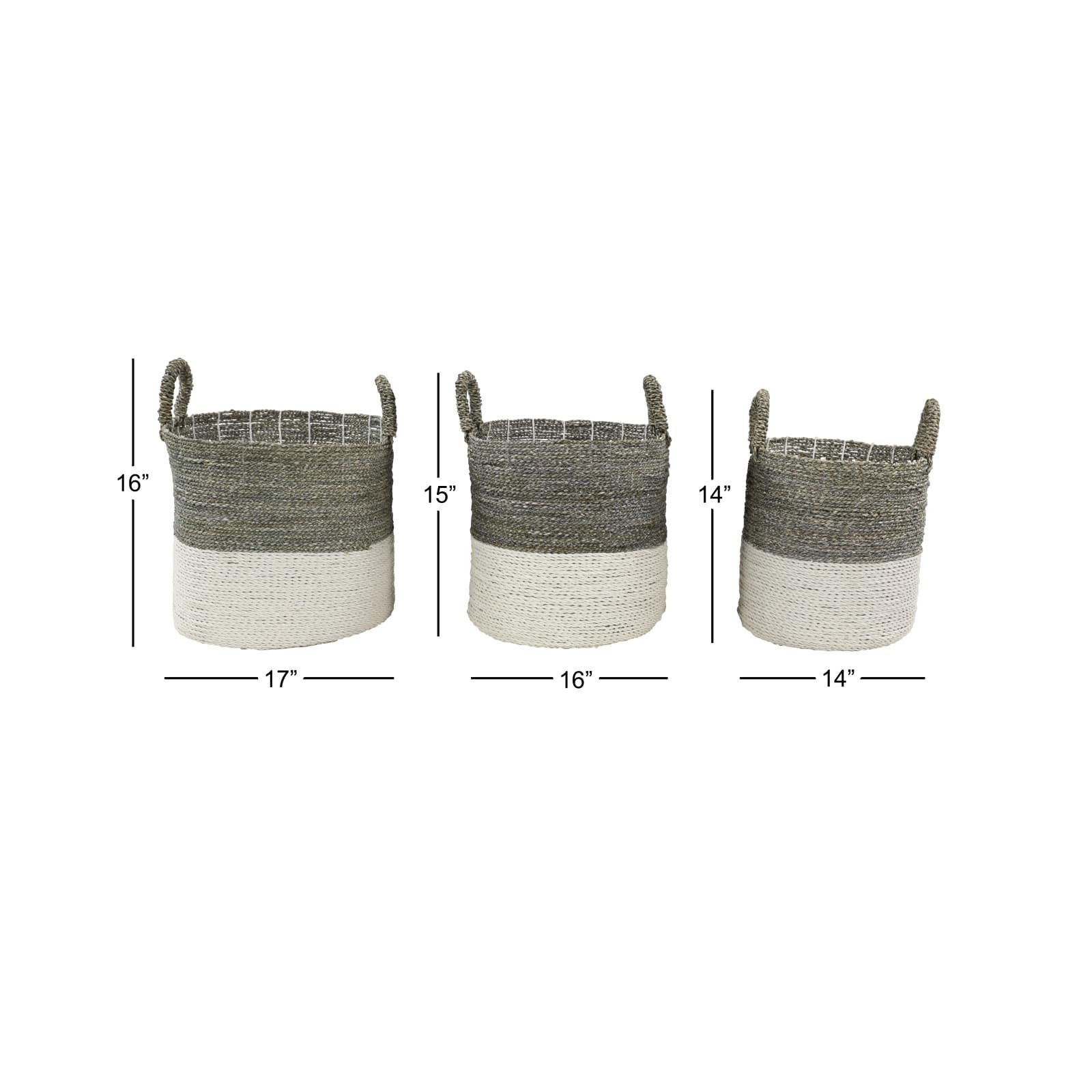 White Seagrass Contemporary Storage Basket Set