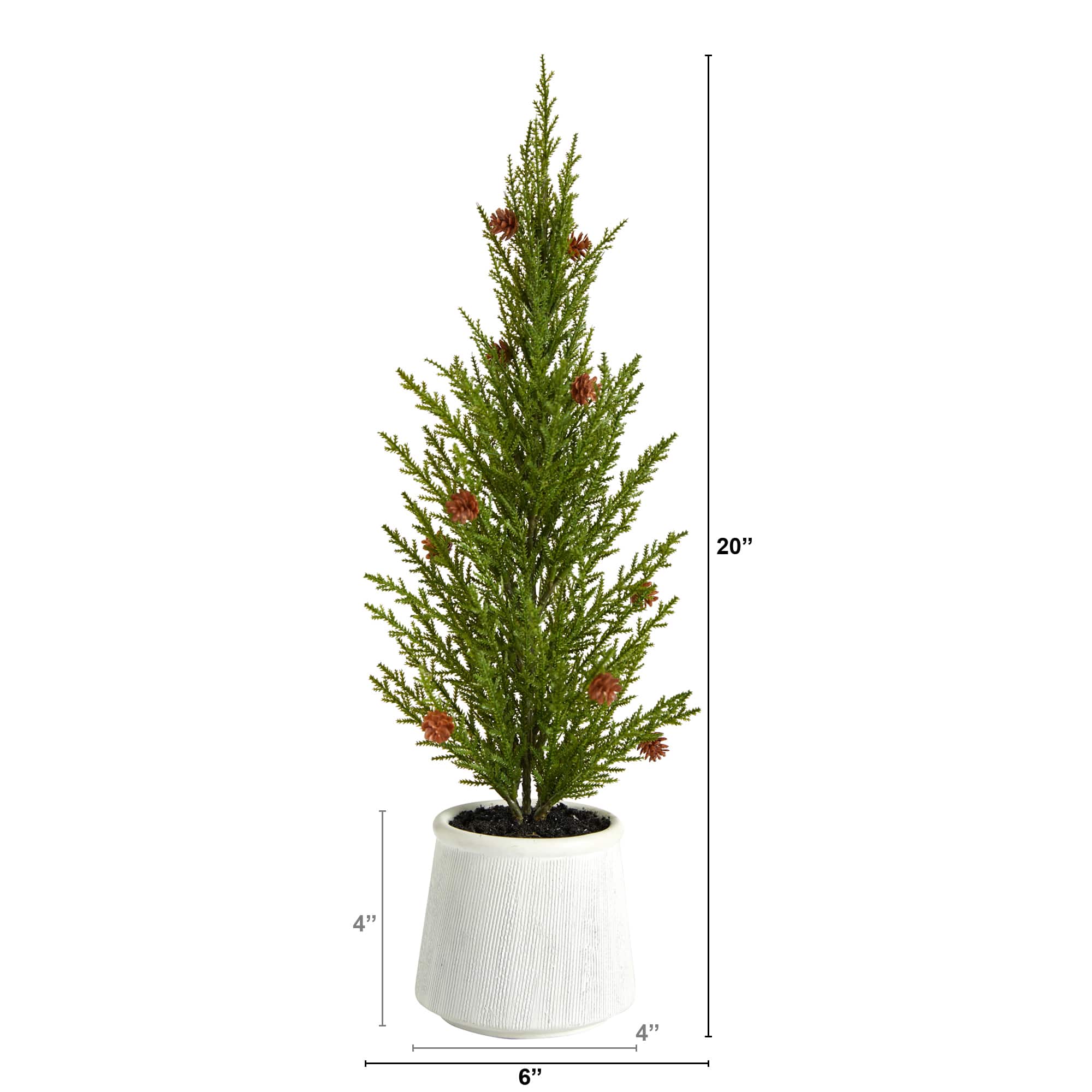 20" Cedar Pine with Pinecones Artificial Christmas Tree in Decorative Planter