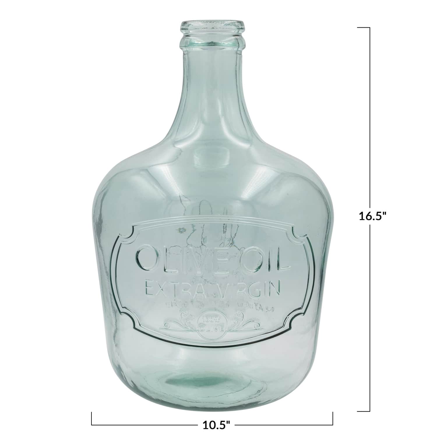 Hello Honey® 16.5" Clear Embossed Reclaimed Glass Olive Oil Bottle