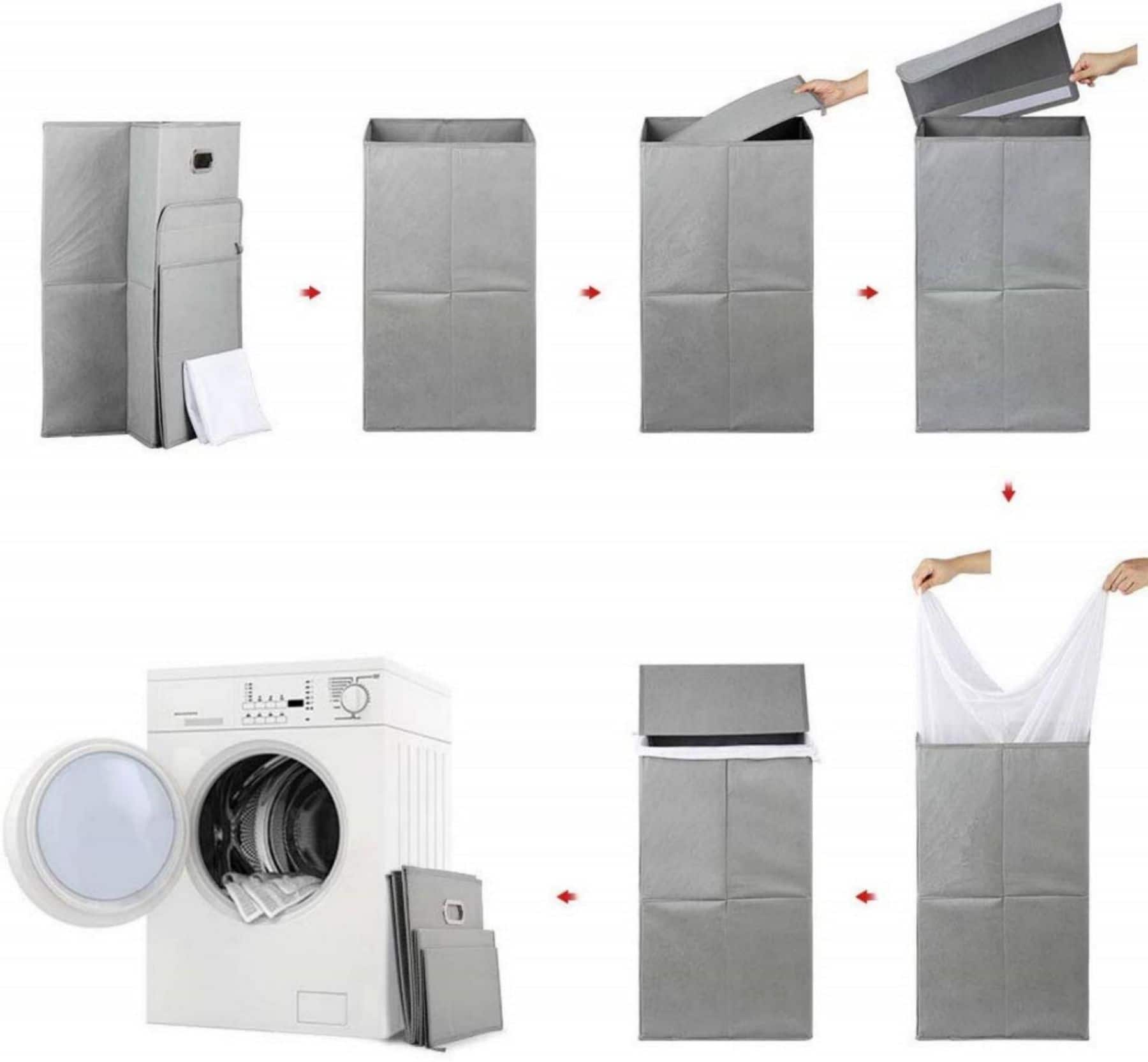 NEX™ Foldable Single Hamper Basket with Lid & Removable Liner