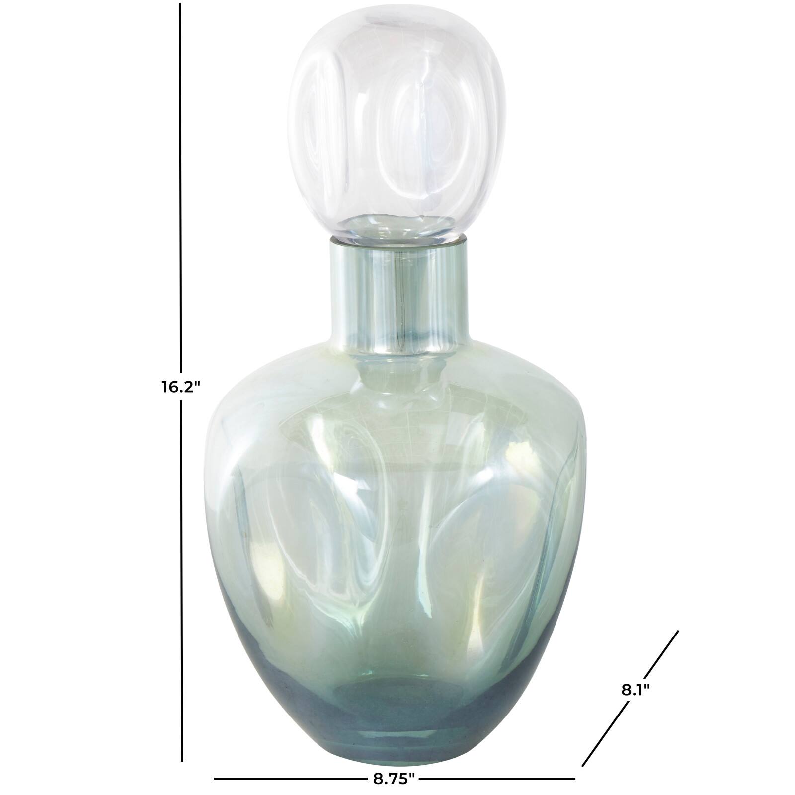 Green Iridescent Finish Glass Ombre Living Room Decorative Jar