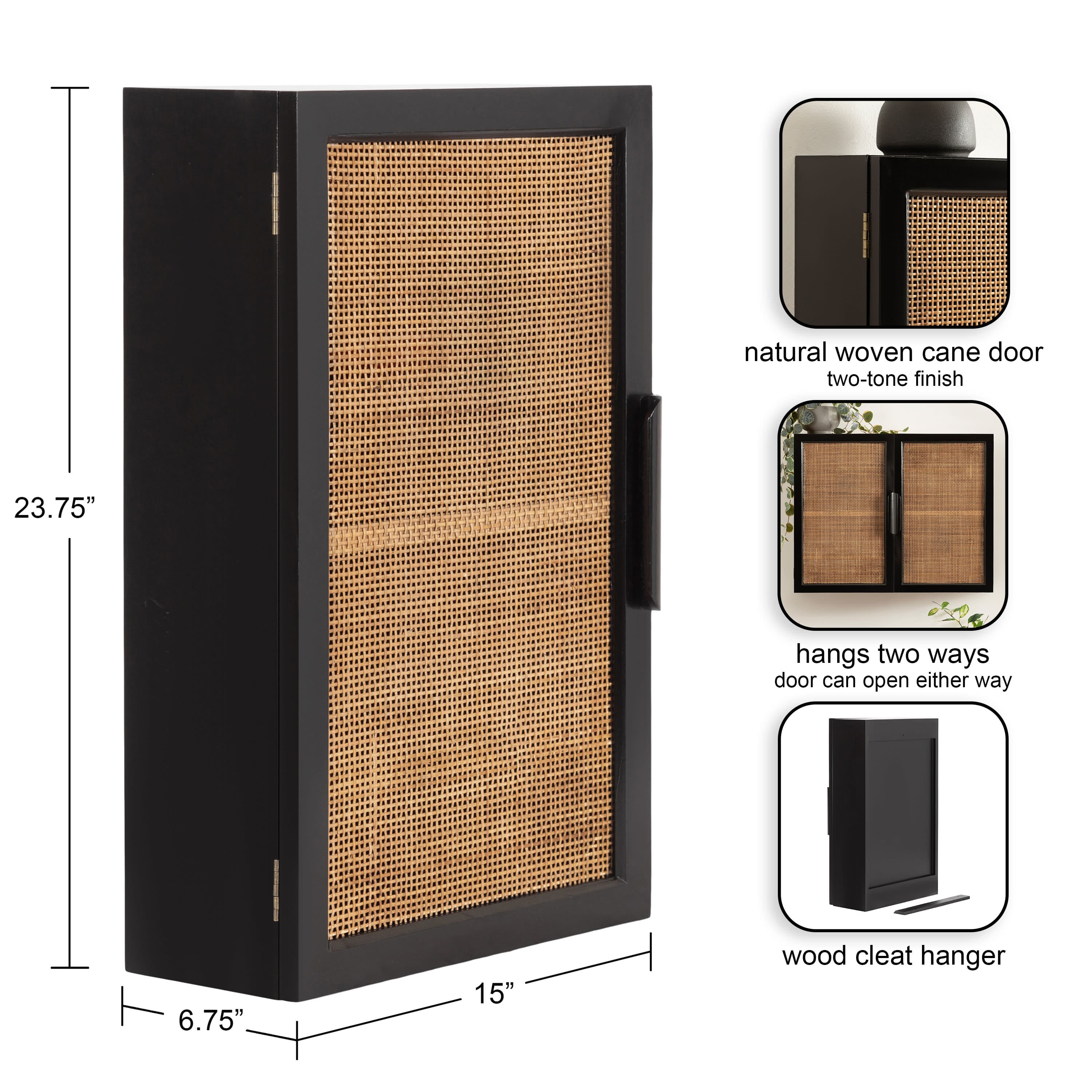 Kate and Laurel Ori Rattan Wall Cabinet