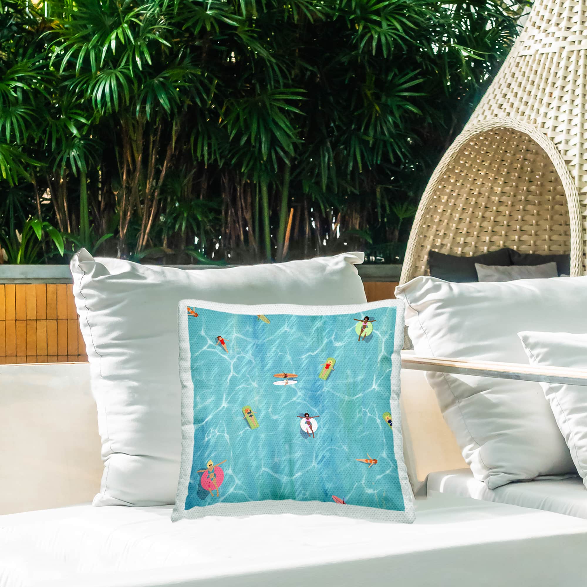 Stupell Industries 18" x 18" Relaxing Summer Beach Swimming Outdoor Print Throw Pillow