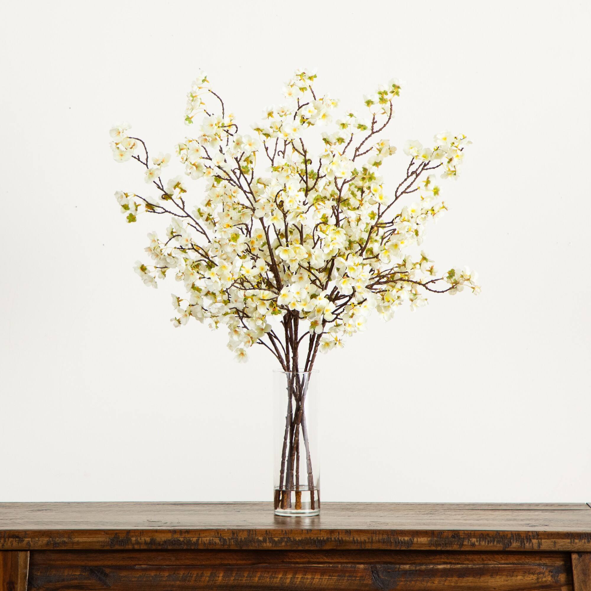2.5ft. Artificial Cherry Blossom Arrangement in Cylinder Glass Vase