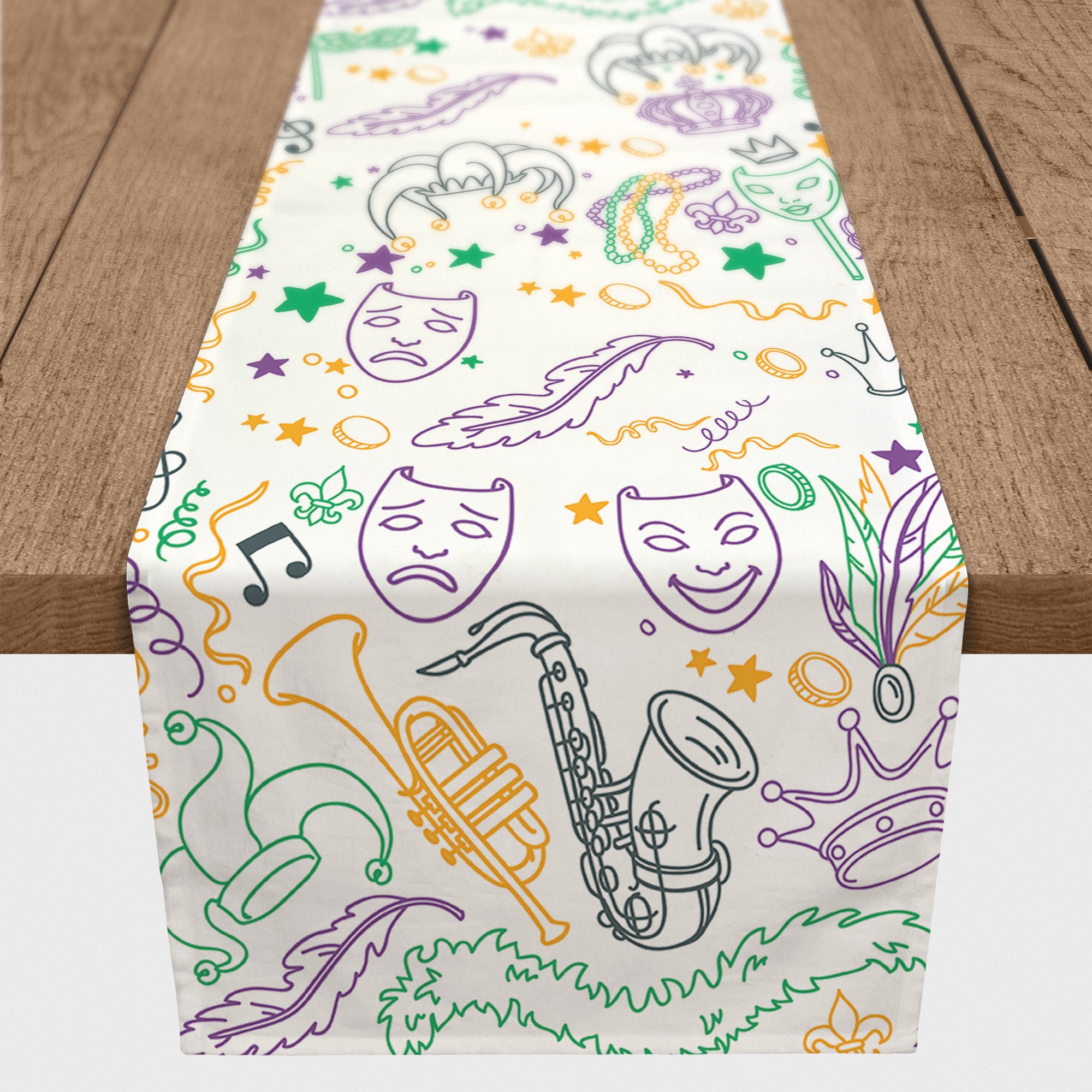 90" Mardi Gras Graffiti Table Runner