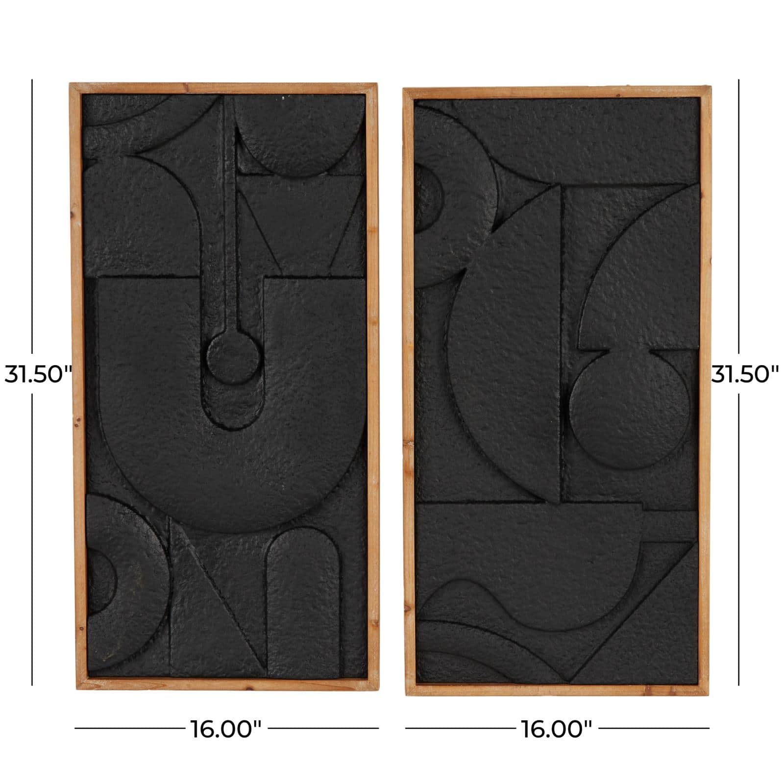 16" x 31.5" Black Metal Geometric Wall Décor, 2ct.