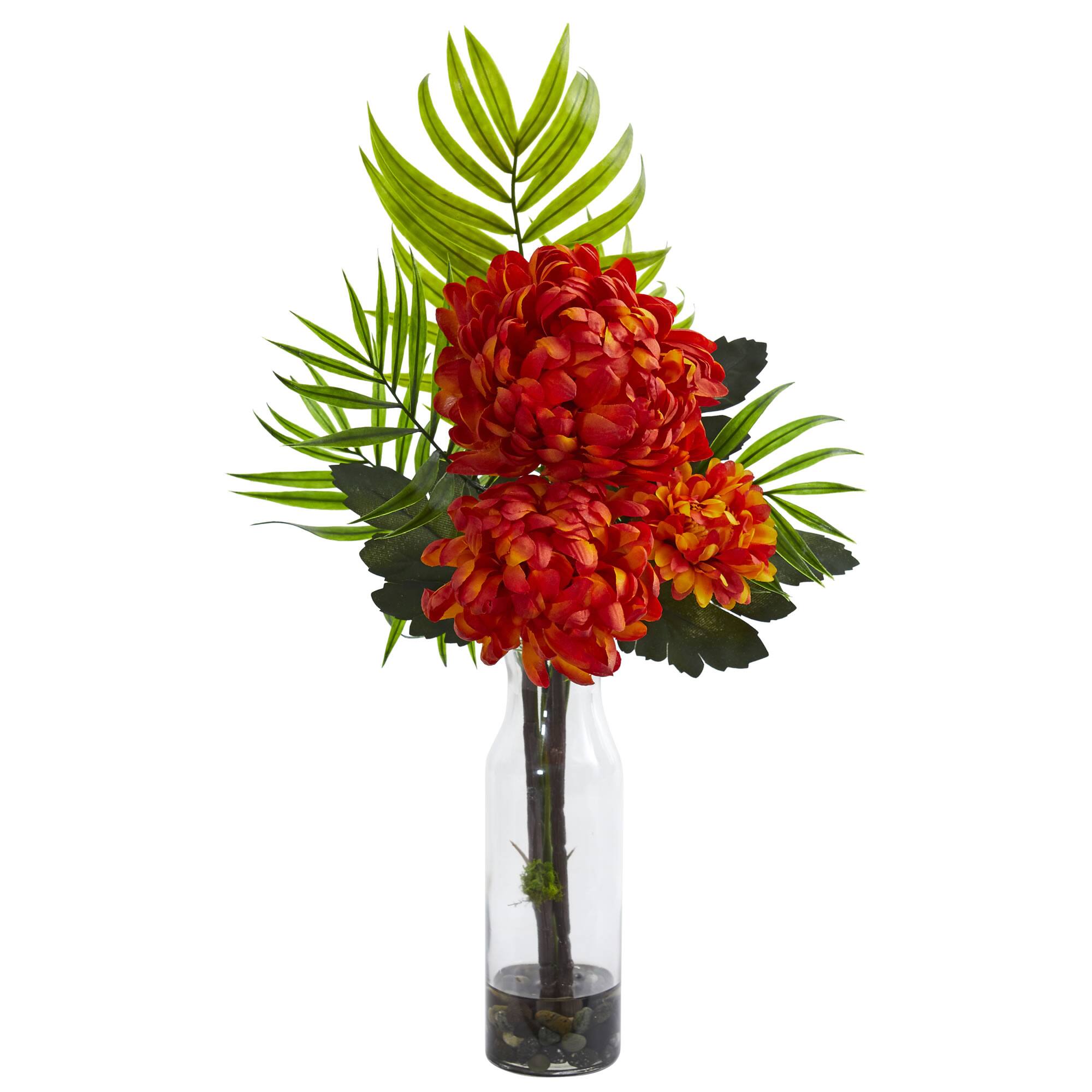 Tropical Mum Arrangement In Vase, 2ct.