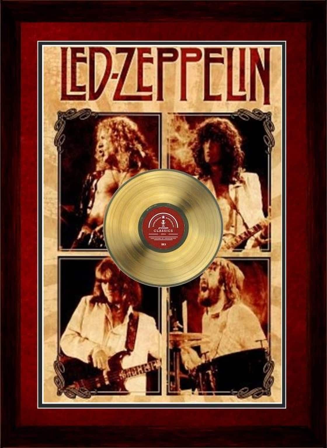 Led Zeppelin Framed Parchment With Gold LP 29.5" x 39.5"