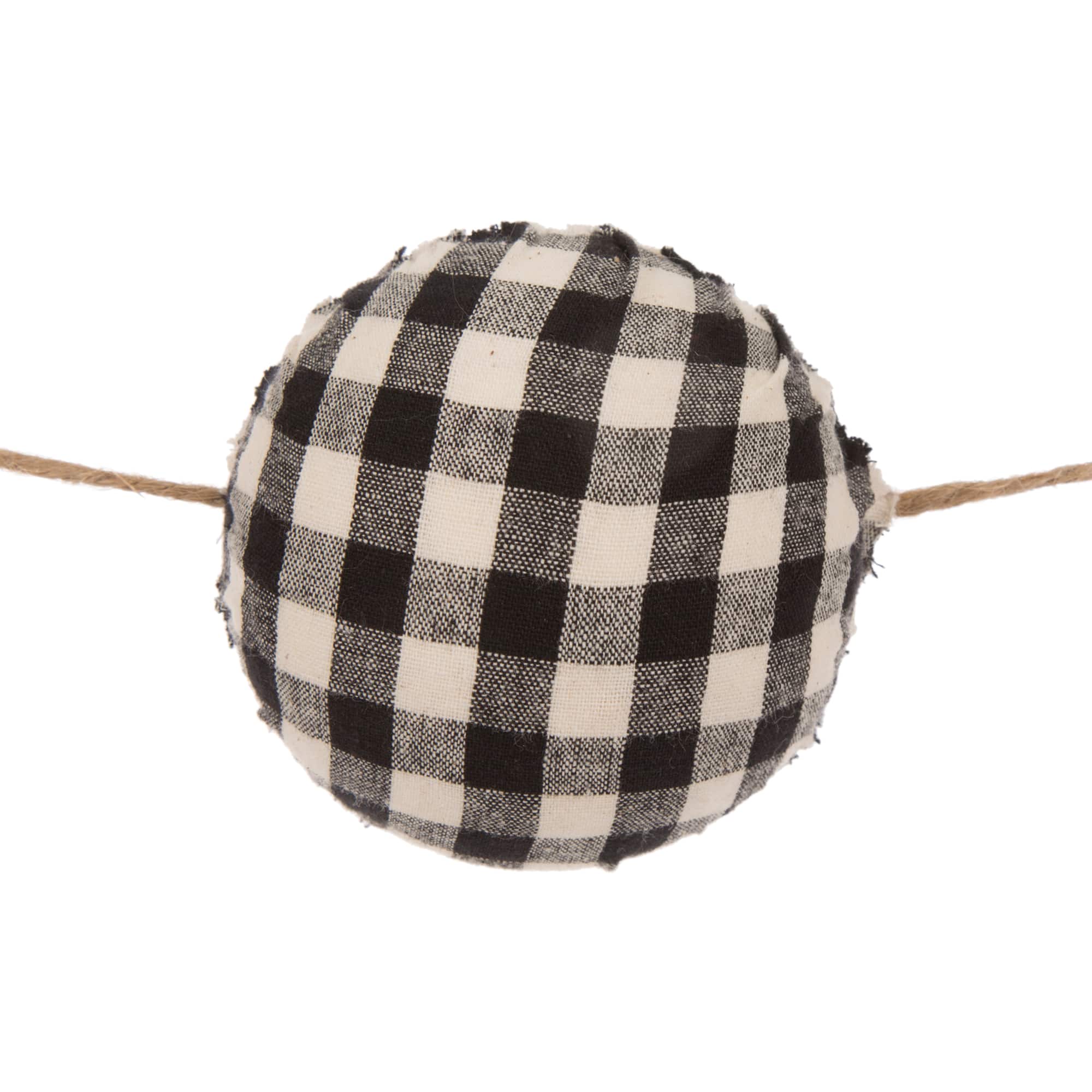 Glitzhome® 6ft. Black & White Plaid Fabric Garland Set