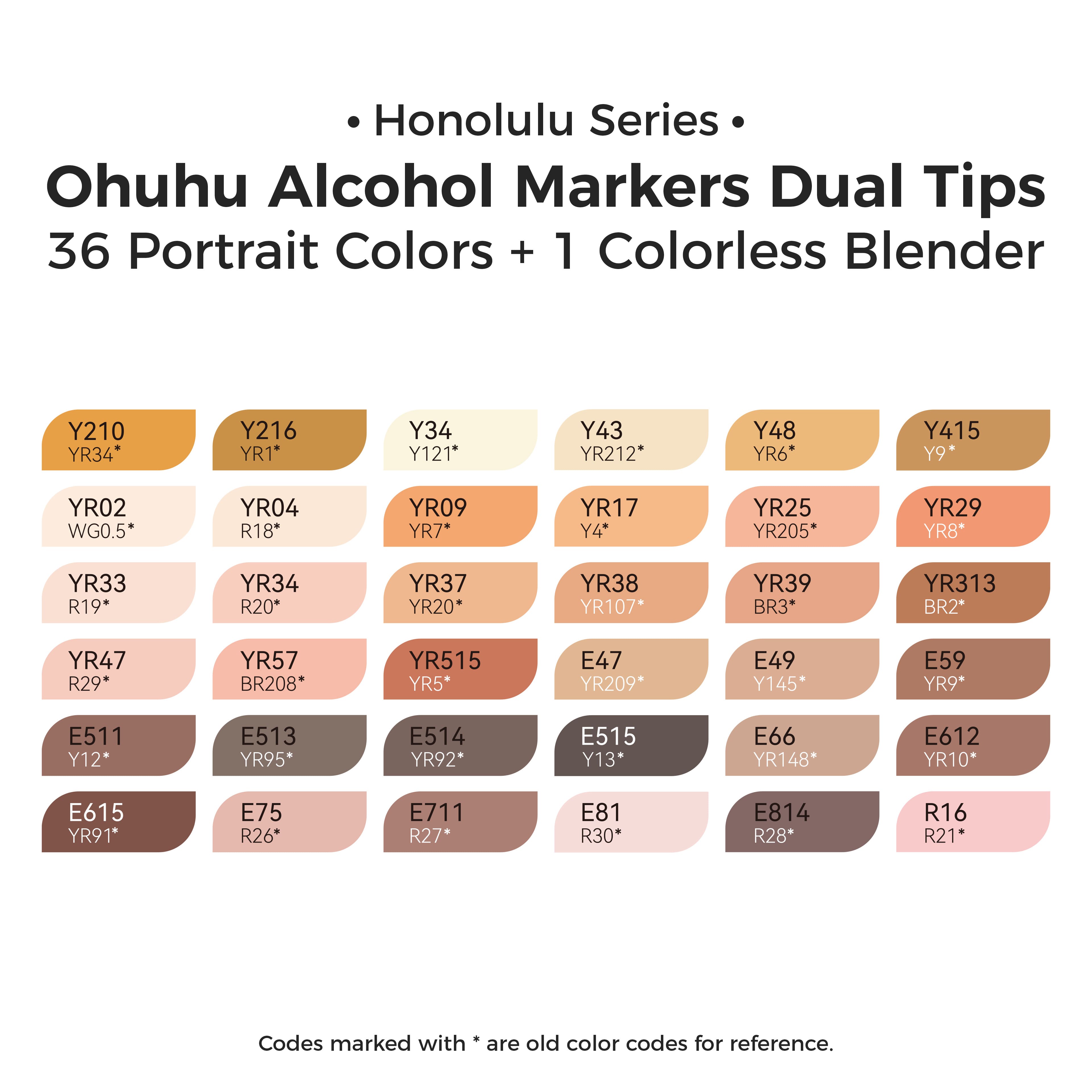 Ohuhu® Honolulu 36 Colour Portrait Alcohol Markers
