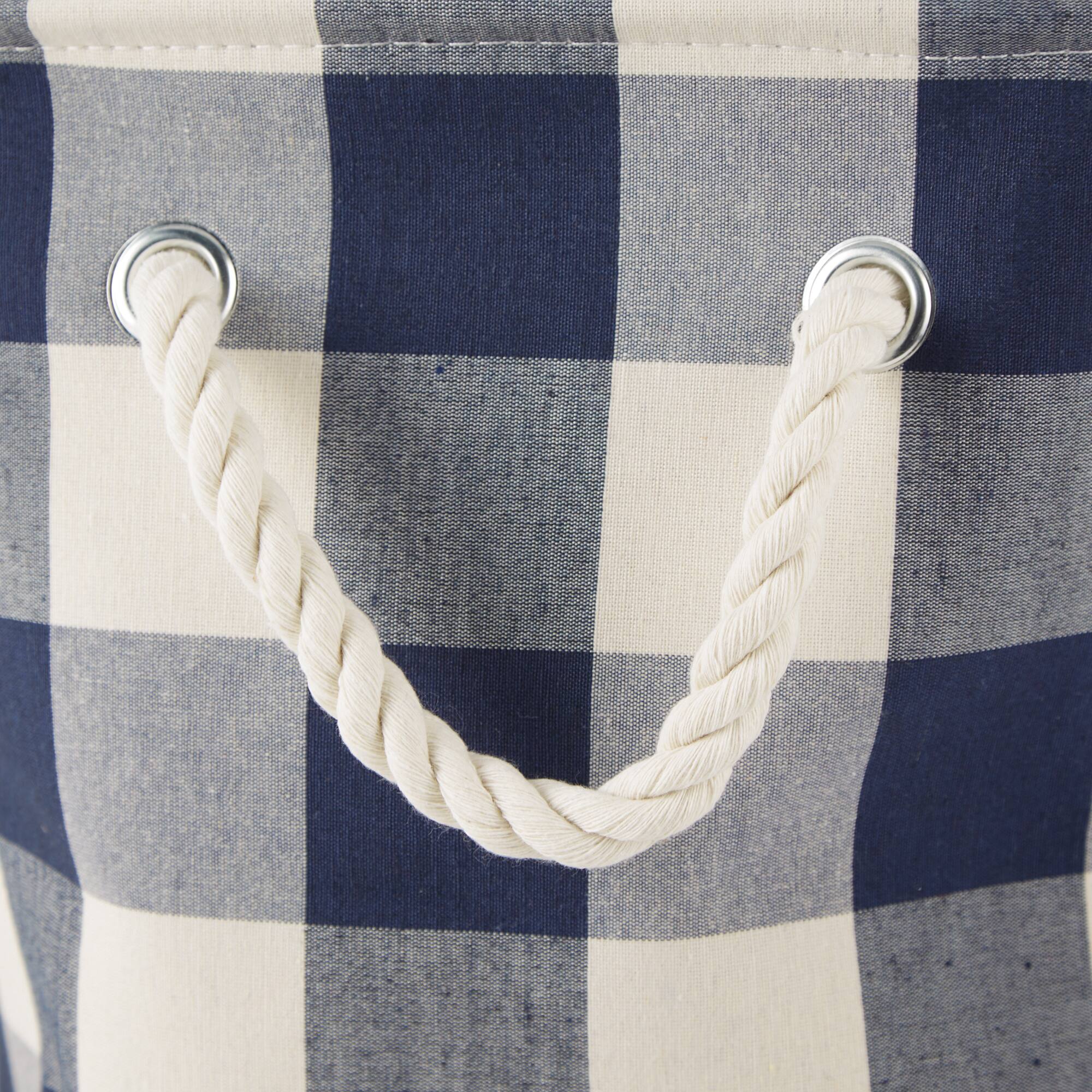DII® Large Round Off White/Navy Buffalo Check Polyester Bin